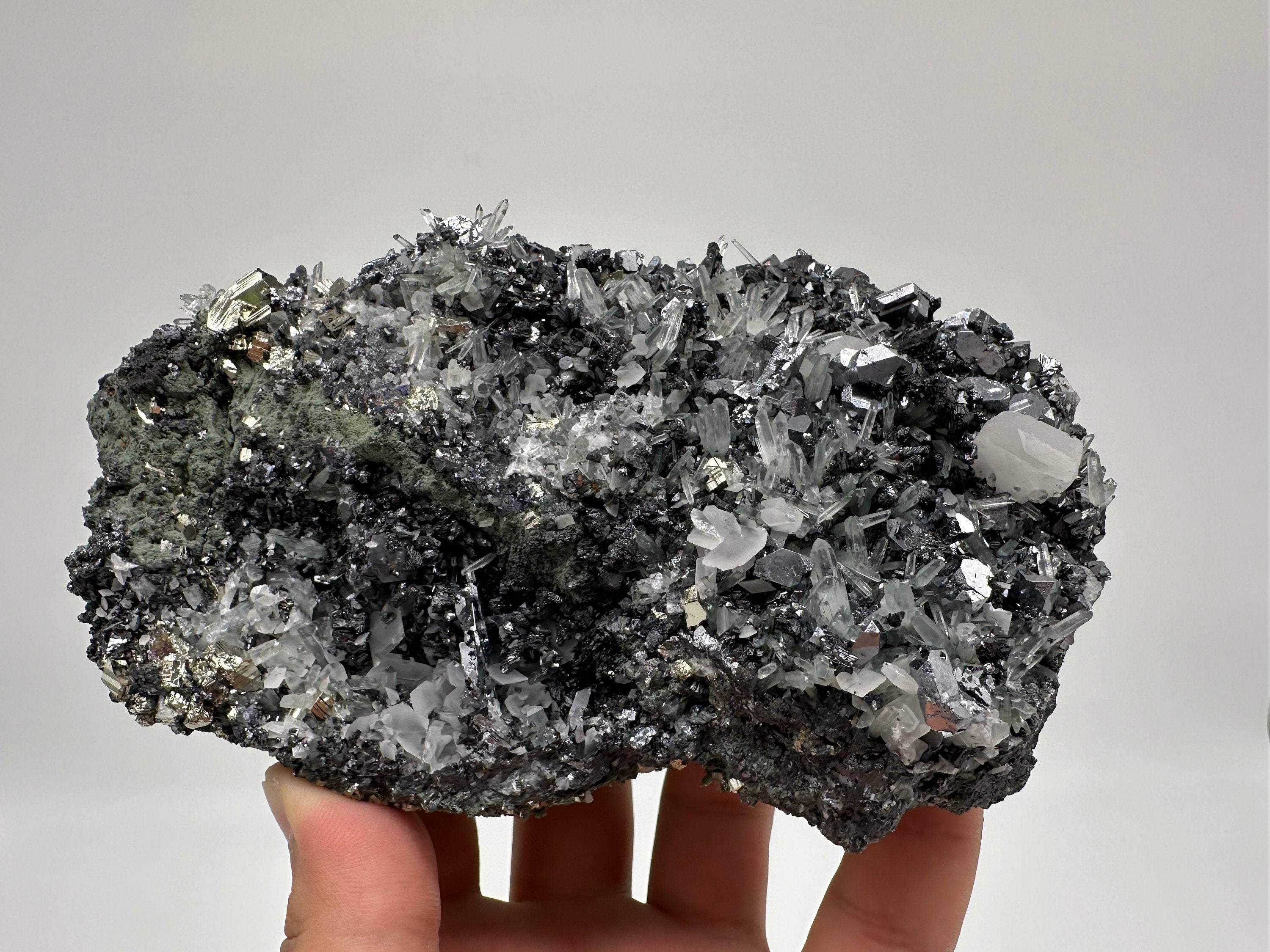 Galena Spinel Law, Sphalerite, Quartz, and Calcite Mineral Specimen
