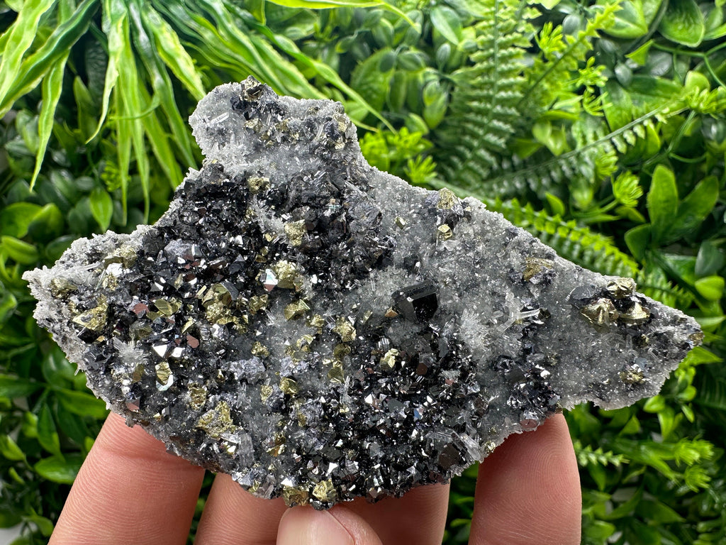 Chalcopyrite Galena Sphalerite on Quartz, Bulgaria Mineral Specimen