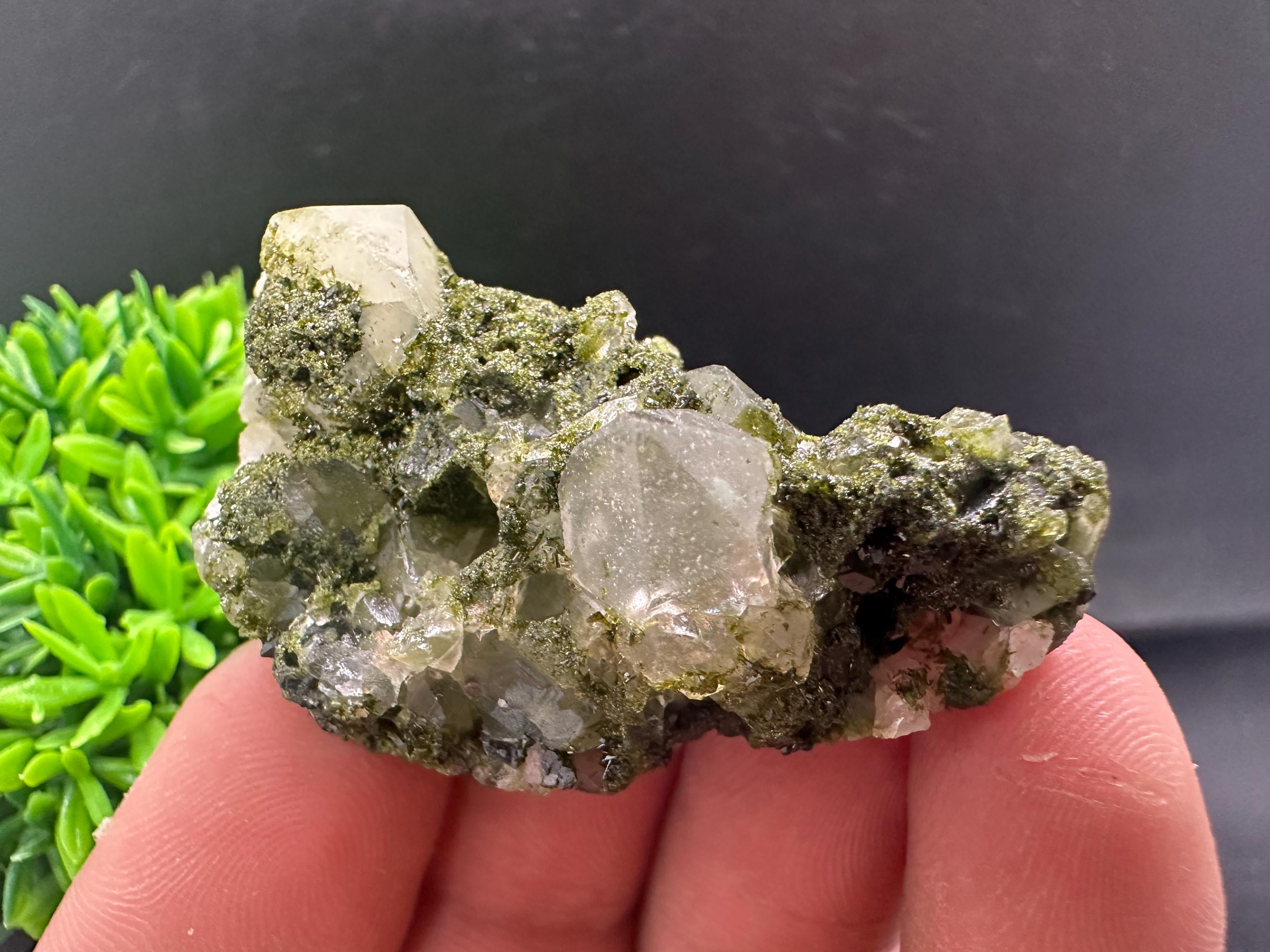 Rare Green Epidote with Quartz Crystals, Eastern Anatolia Turkey