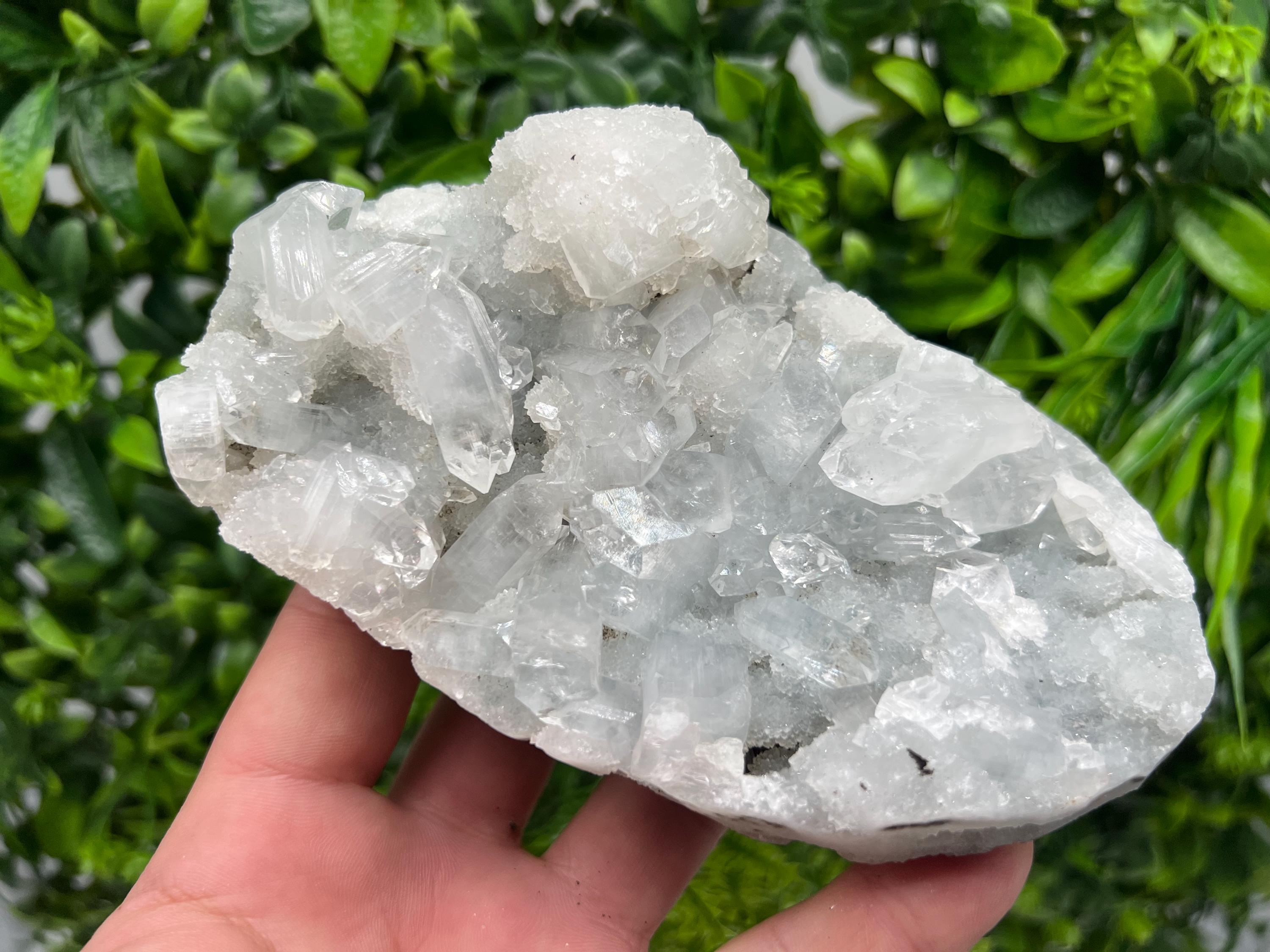 Transparent Apophyllite on Chalcedony, India Mineral Specimen