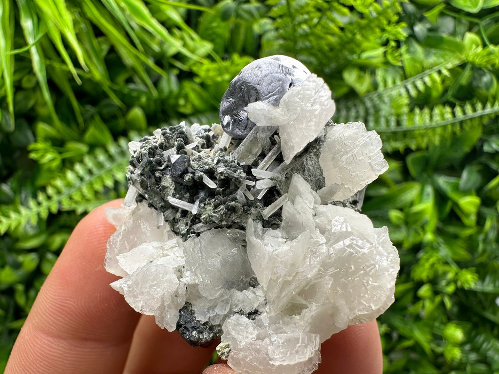 Mirror Galena, Calcite, Sphalerite on Quartz with Chlorite, Bulgaria
