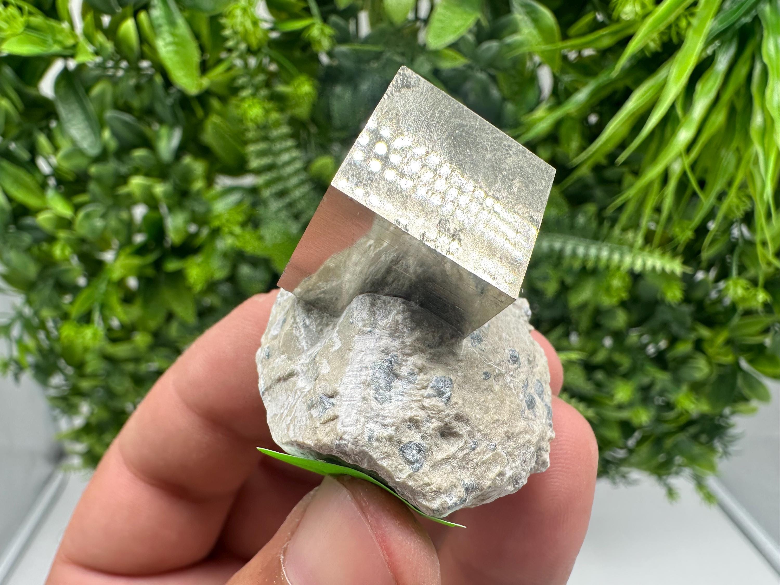 Large Pyrite Cube on Matrix, Navajun Spain, Shiny Home Decor Stone