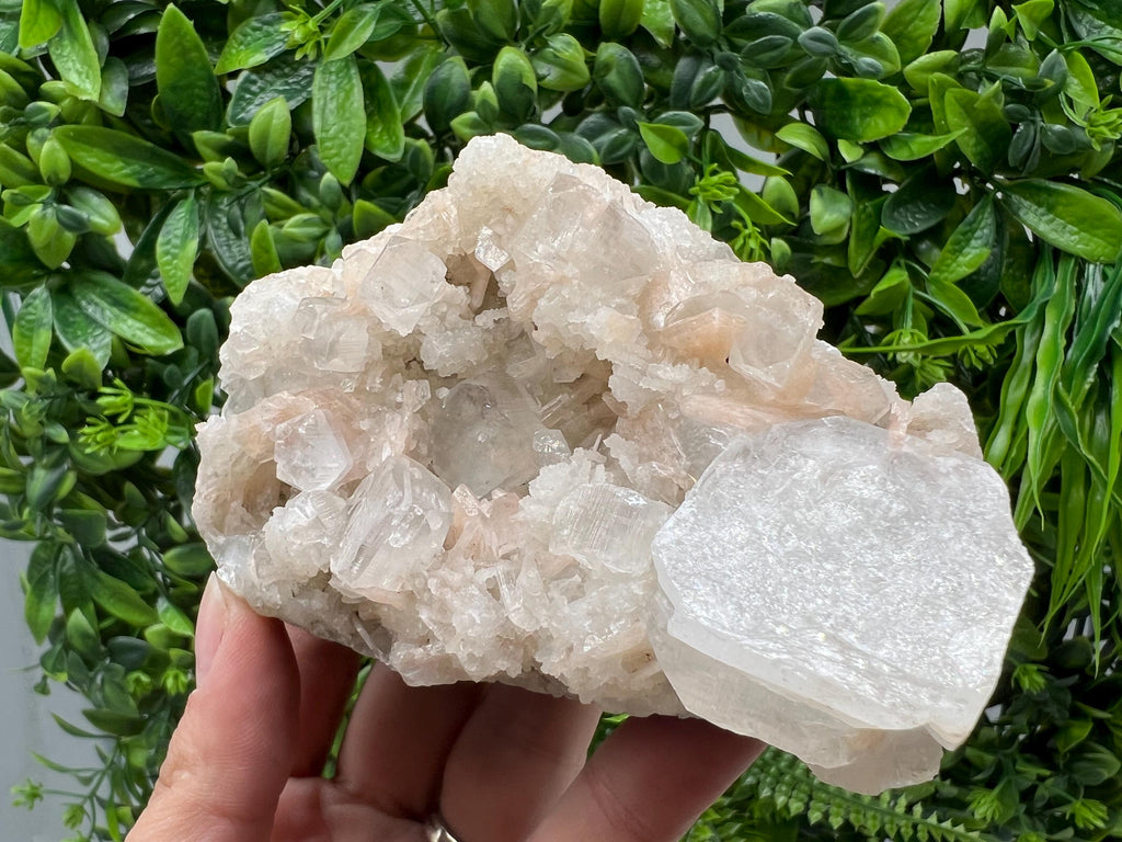 Apophyllite Stilbite on Chalcedony, Natural Mineral Specimen, India