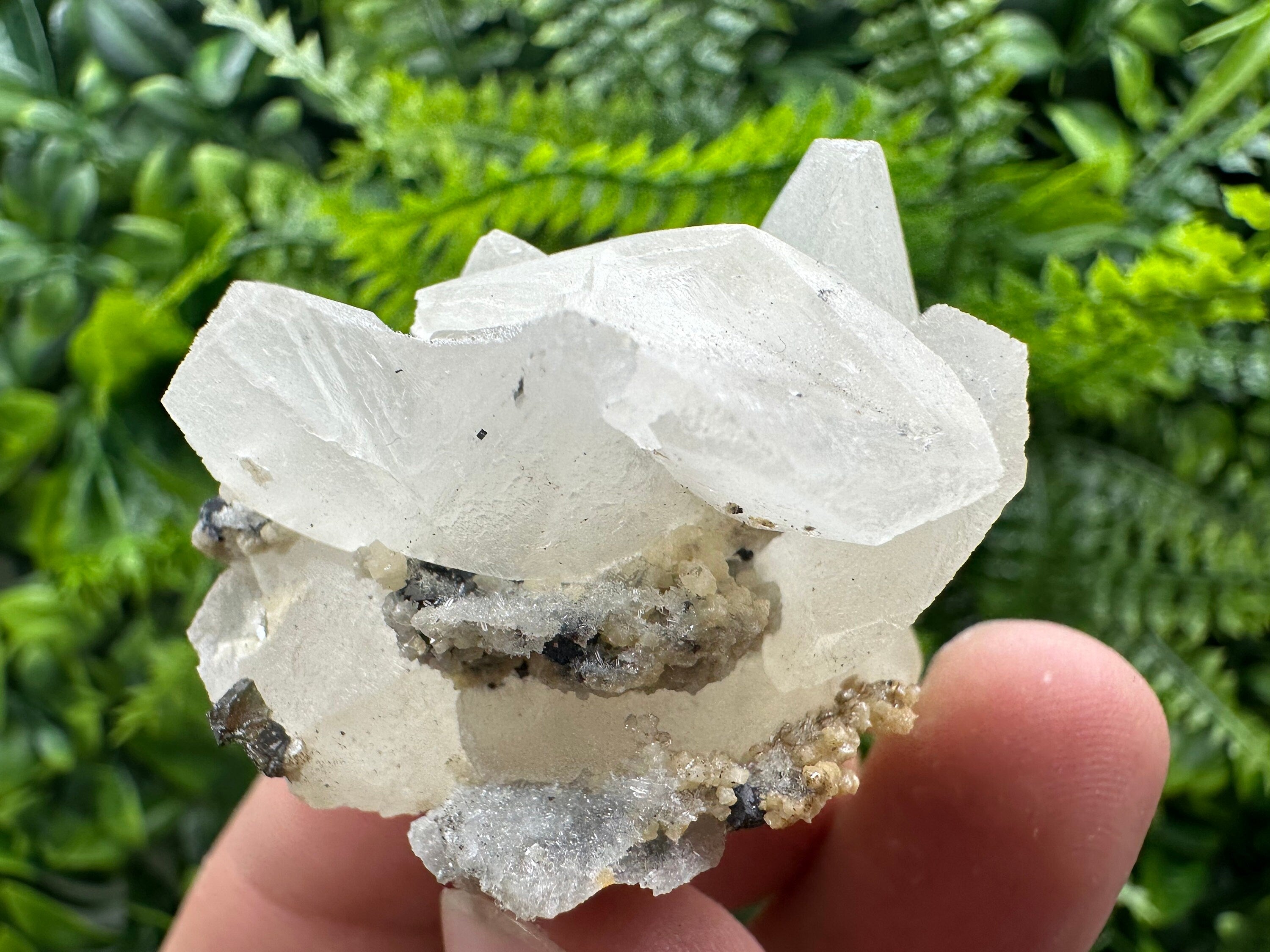 White Calcite on Matrix, Madan Bulgaria Mineral Specimen