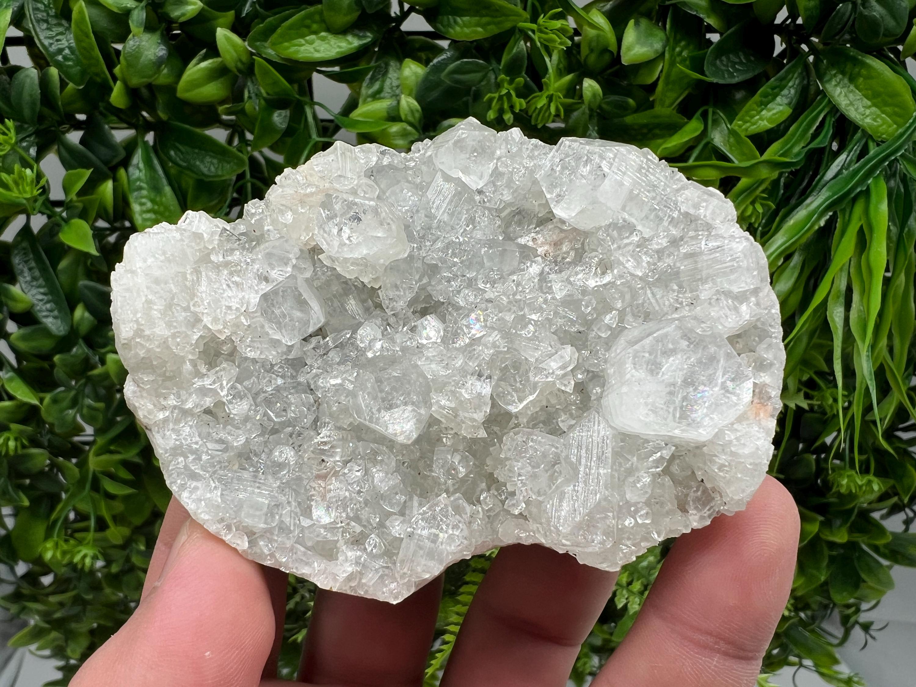 Transparent Apophyllite on Chalcedony, Natural Crystal Mineral Specimen, India