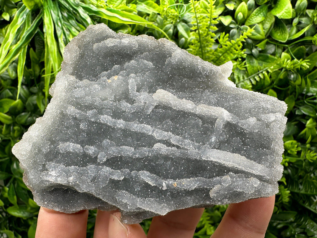 Blue Chalcedony Quartz with Chlorite Inclusions: Home Decor Crystal