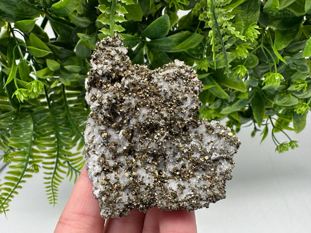 Pyrite on Quartz, Calcite Mineral Specimen, Borieva Mine, Bulgaria