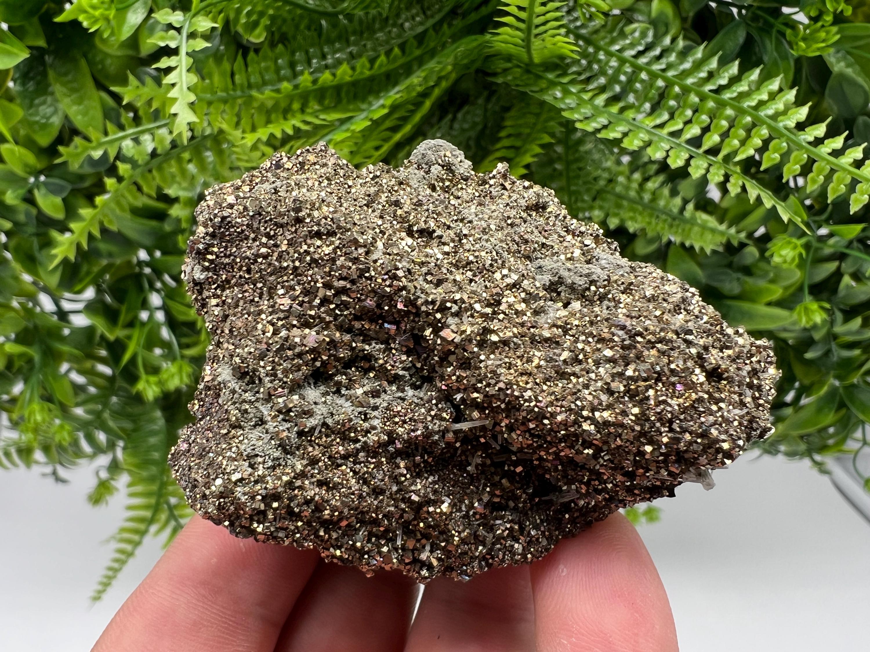 Pyrite on Green Quartz Specimen, Borieva Bulgaria Mineral Decor