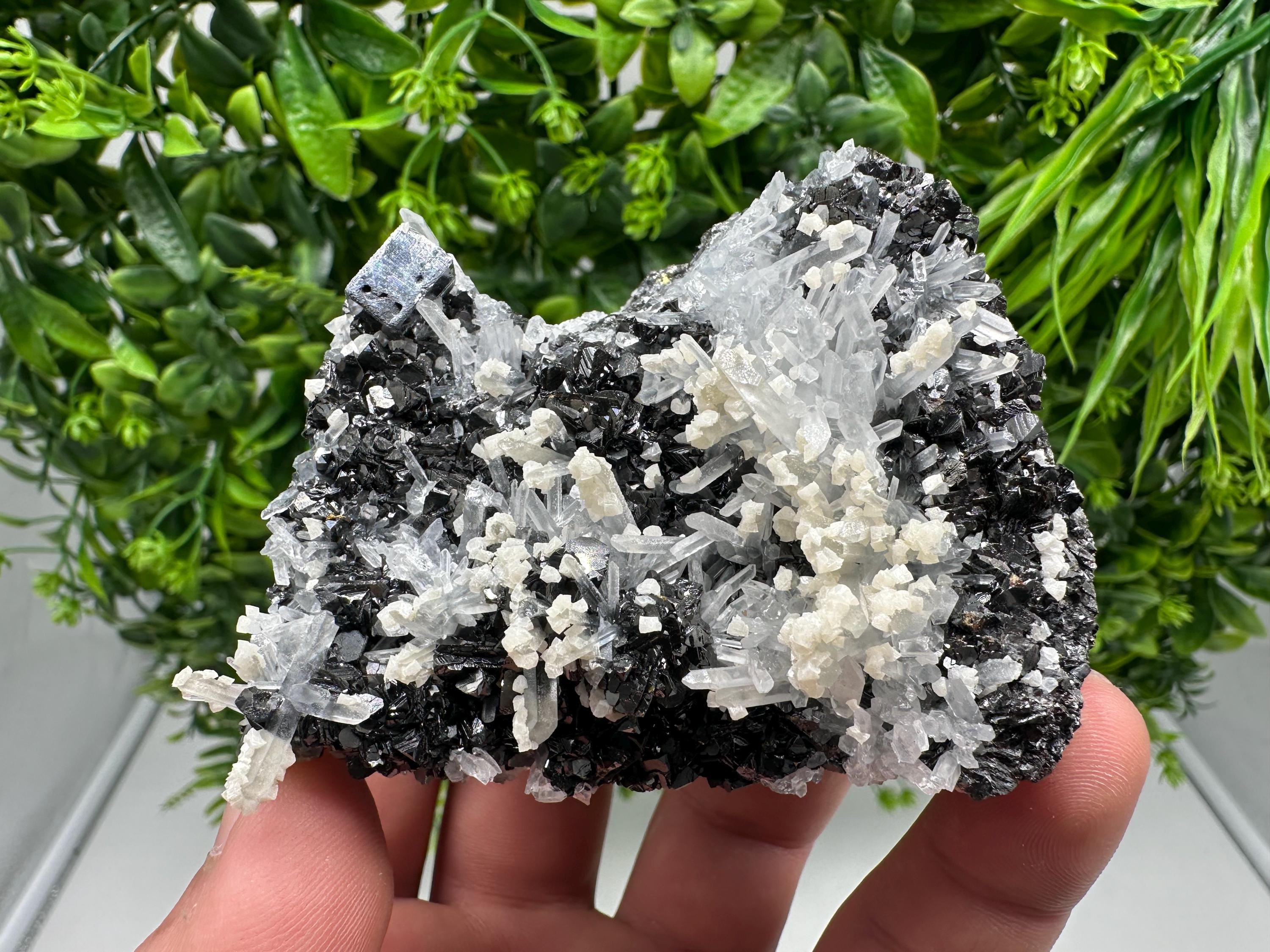 Quartz Calcite Sphalerite Mineral Specimen: Madan Bulgaria Home Decor Stone