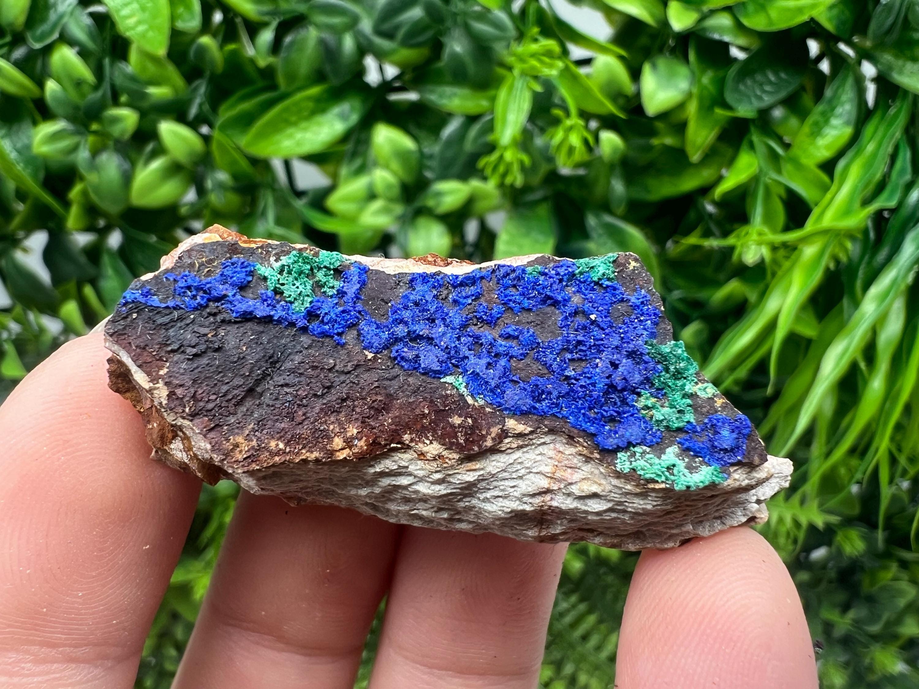 Azurite Malachite Mineral Specimen: Moroccan Blue Green Crystal, Home Decor