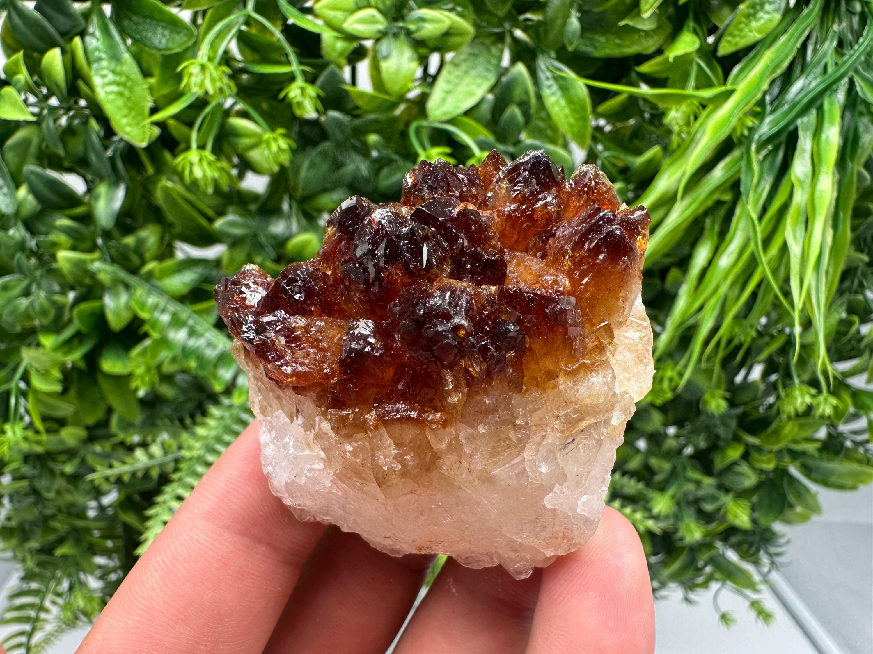 Citrine Crystal with Hematite Inclusions: Natural Mineral Cluster from Brazil