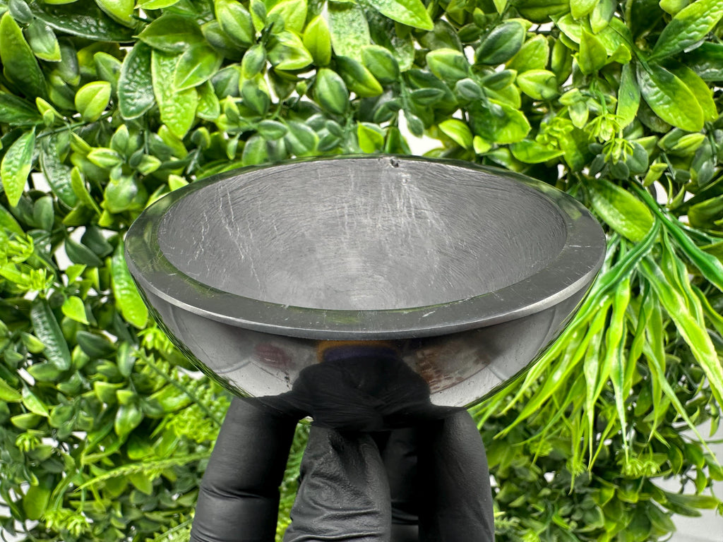 Polished Shungite Bowl 100mm: EMF Protection, Chakra Stone