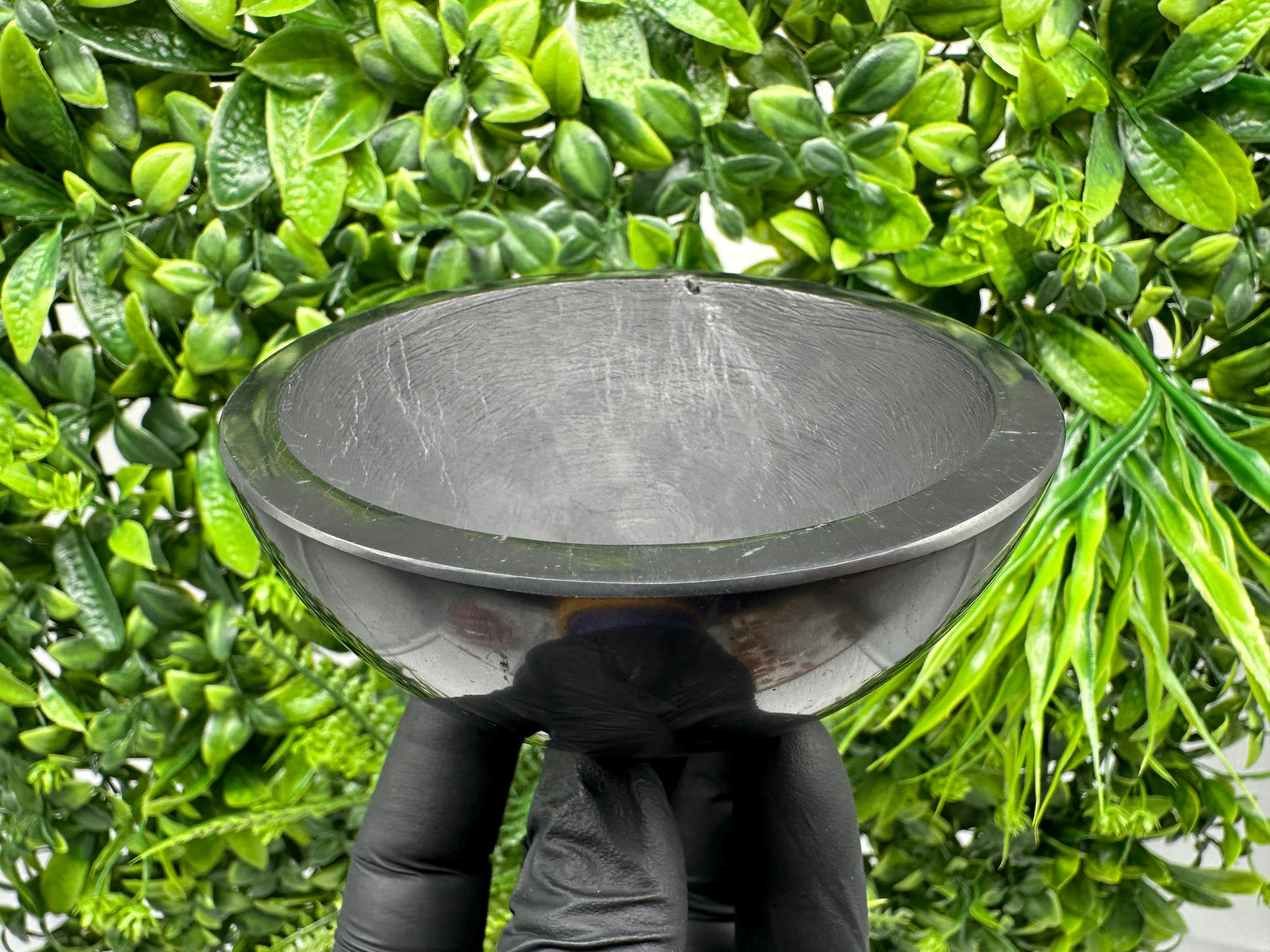 Polished Shungite Bowl 100mm: EMF Protection, Chakra Stone