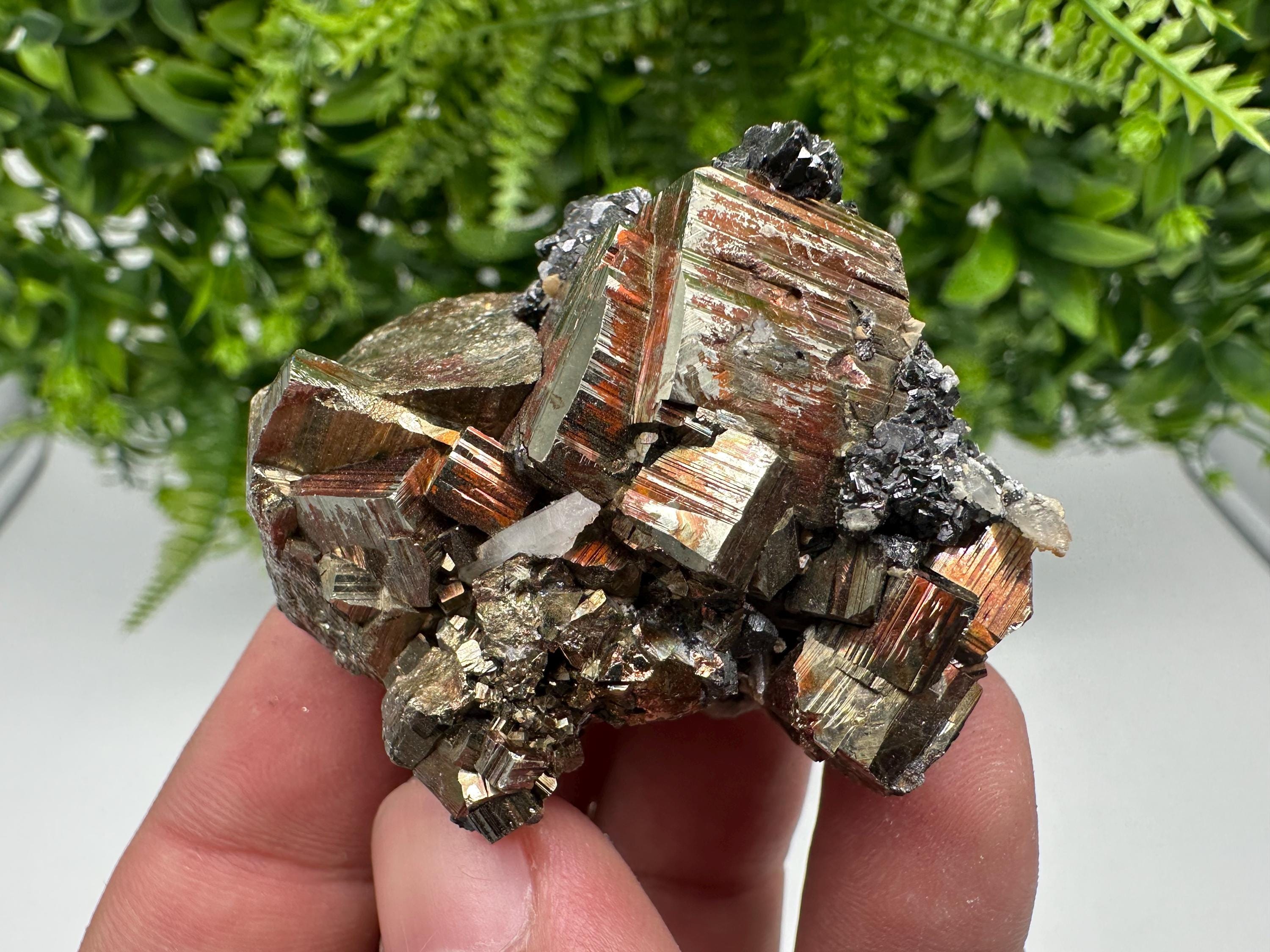 Wonderful Rainbow Pyrite whit Calcite,natural minerals souvenir Crystal,collection stone,rare minerals,home decor,Borieva Bulgaria