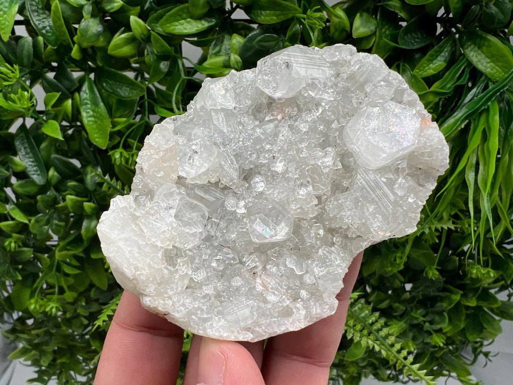 Transparent Apophyllite on Chalcedony, Natural Crystal Mineral Specimen, India