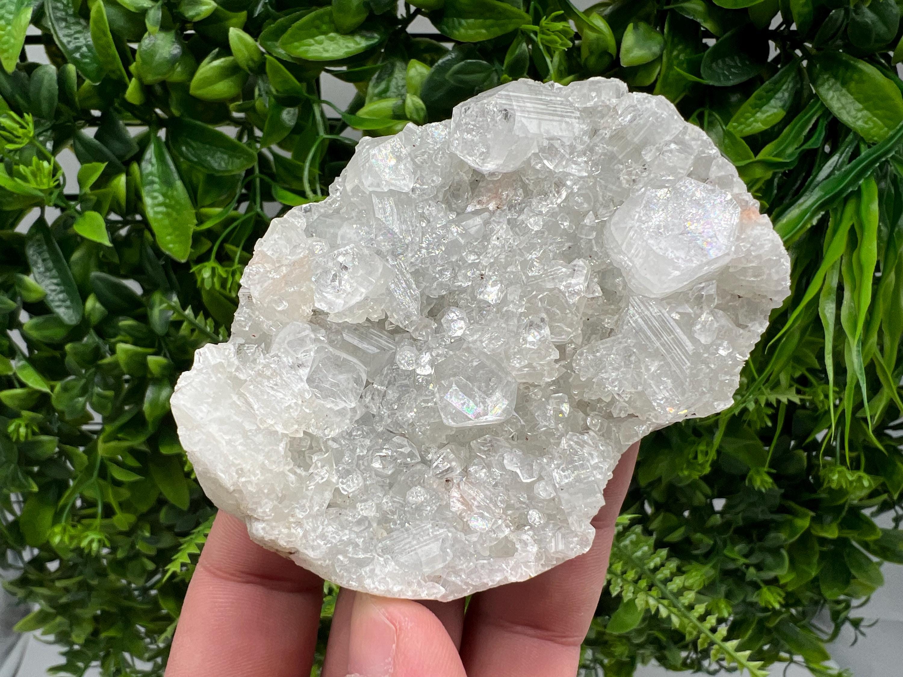 Transparent Apophyllite on Chalcedony, Natural Crystal Mineral Specimen, India