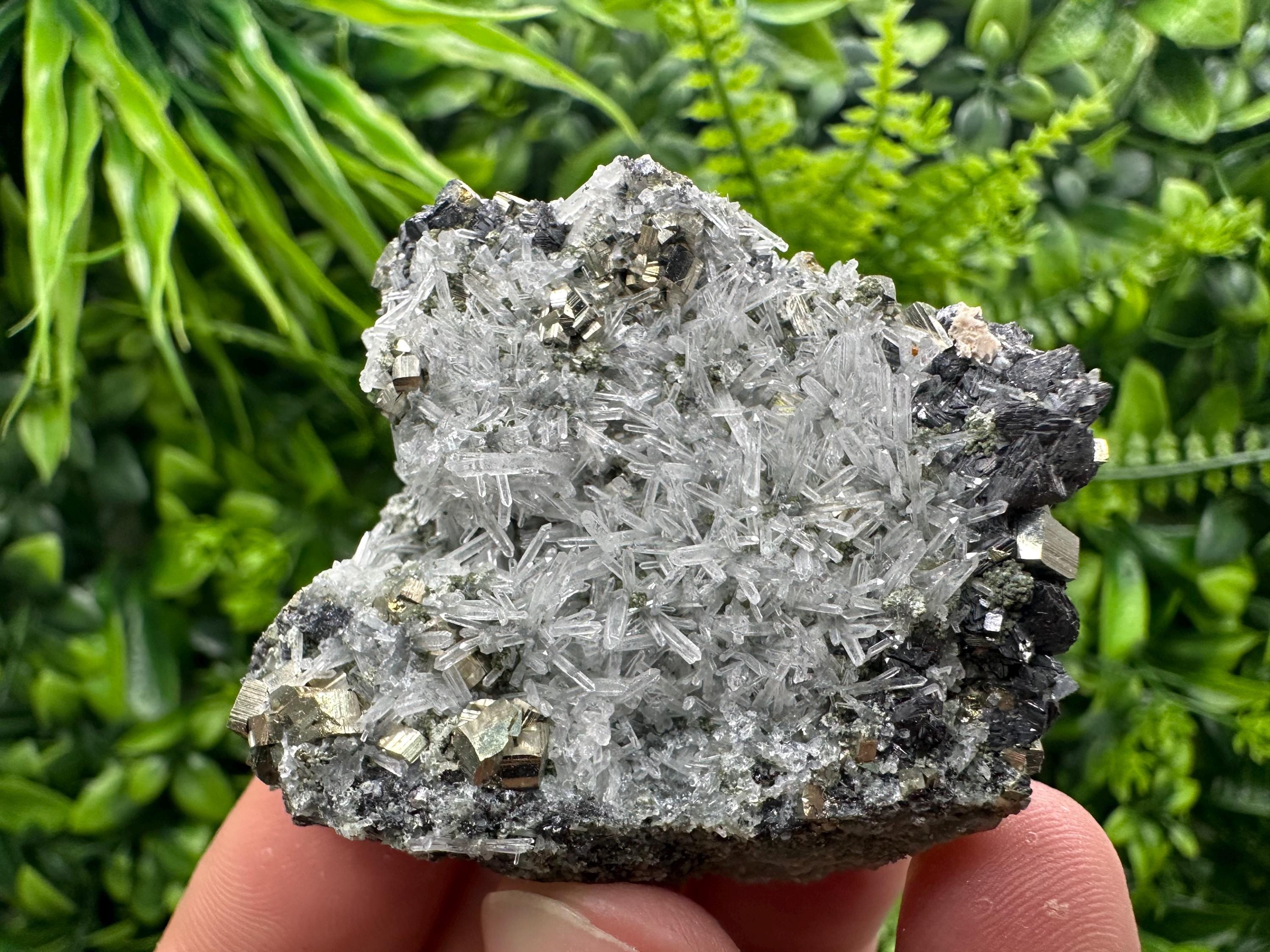 Quartz with Pyrite Crystal: Natural Mineral Specimen, Home Decor