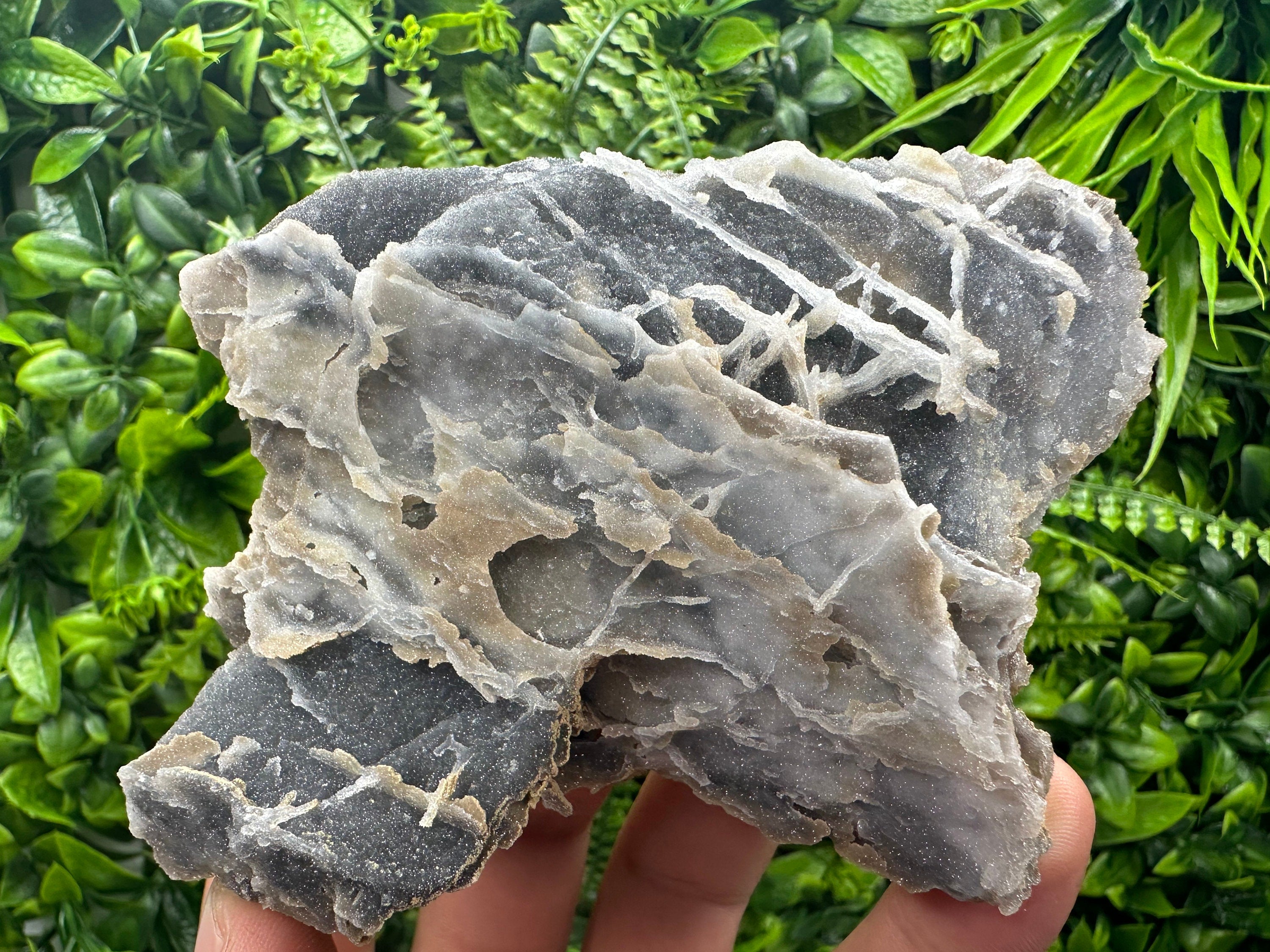 Blue Chalcedony Quartz with Chlorite Inclusions, Bulgaria Mineral Specimen