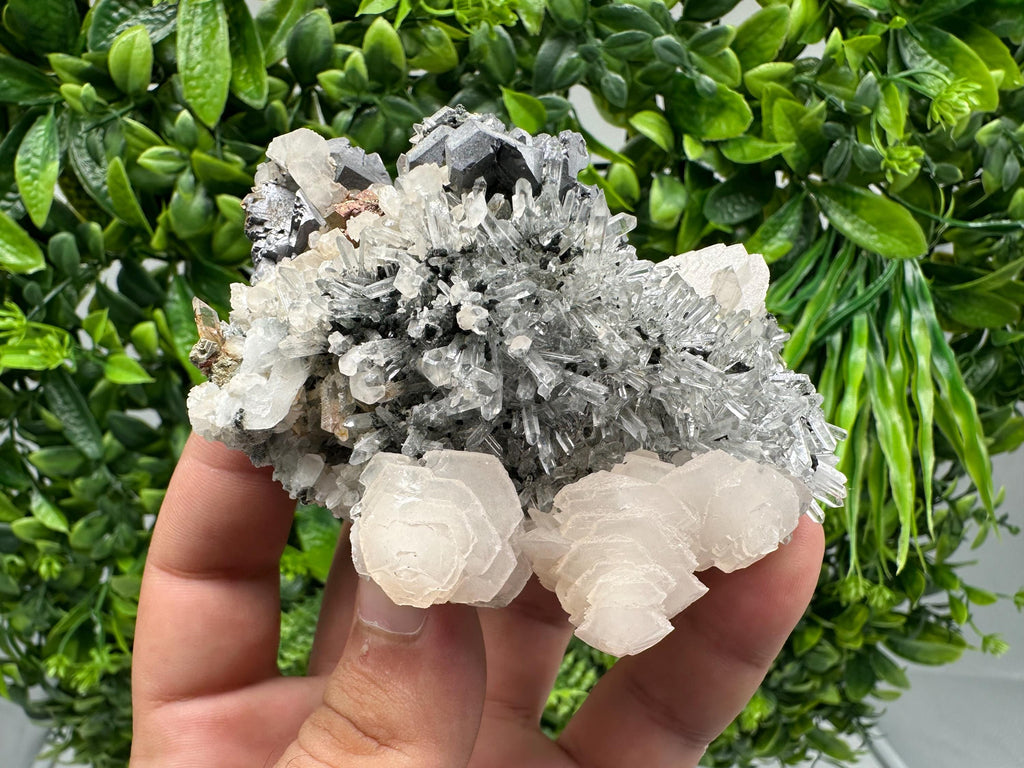 Galena Sphalerite Calcite on Quartz: Borieva Mine Crystal Decor