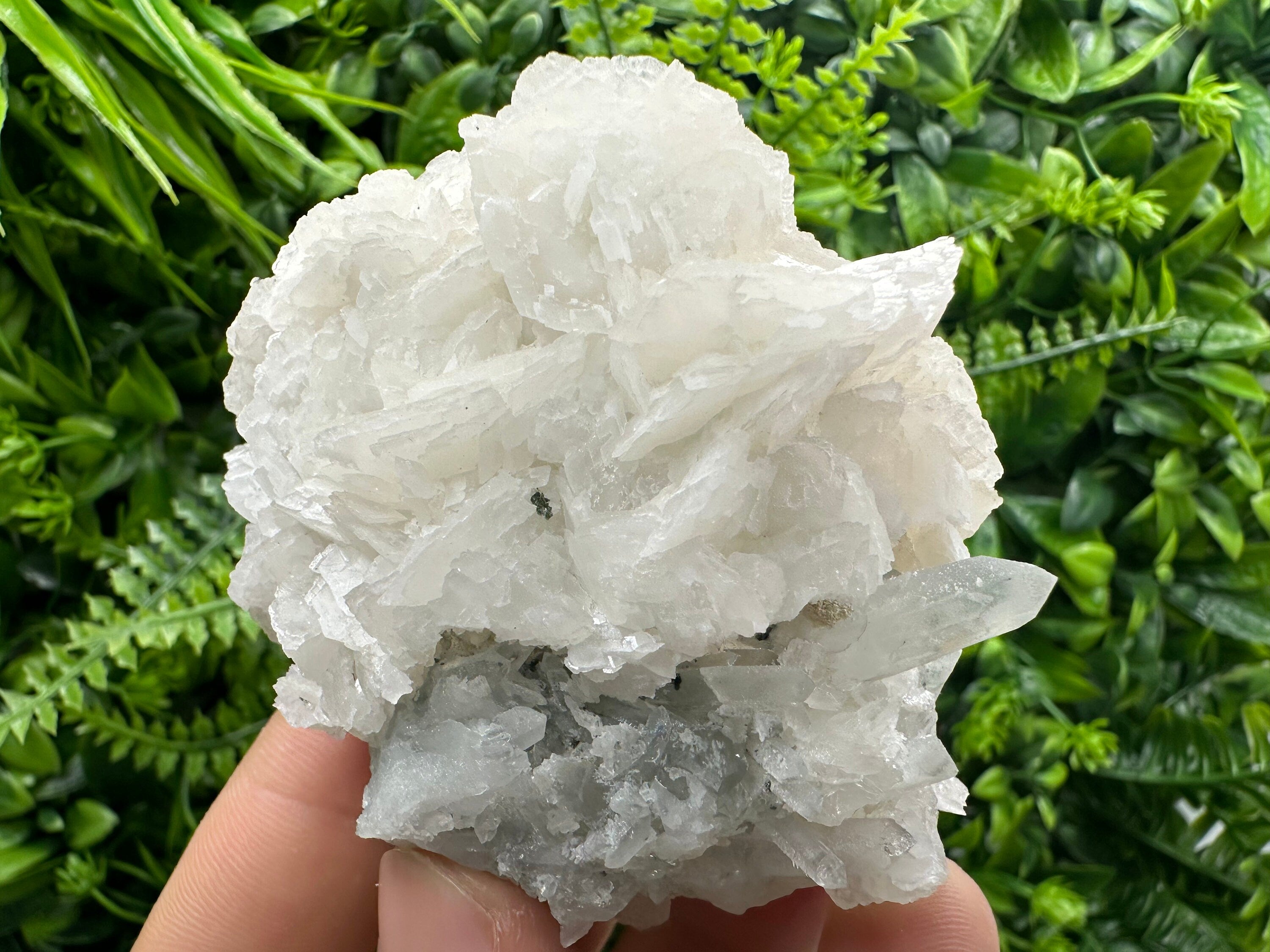 UV Calcite on Chlorite Matrix: Natural Mineral Specimen, Borieva Mine