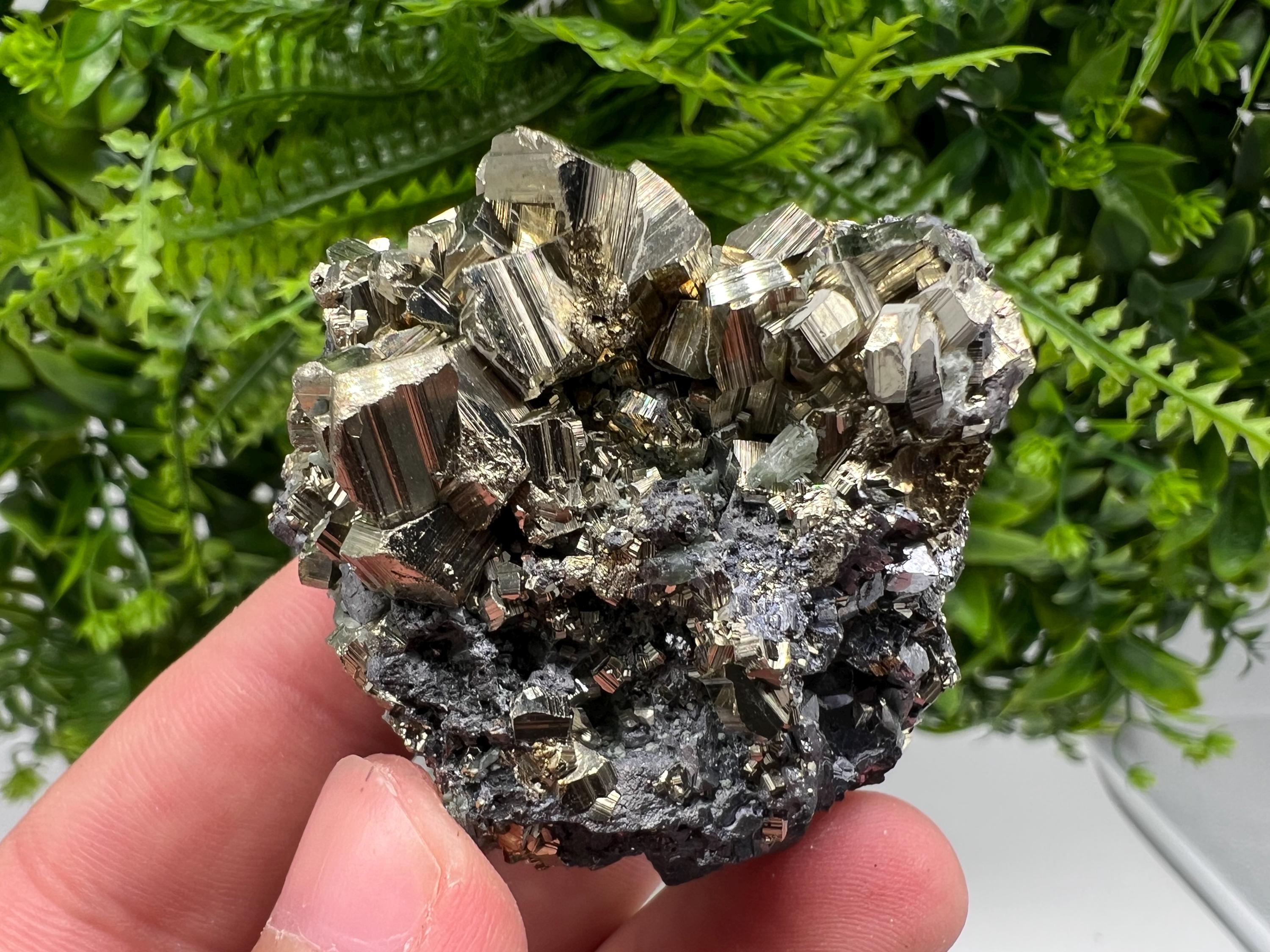 Pyrite on Quartz with Sphalerite: Borieva Mine Crystal Decor