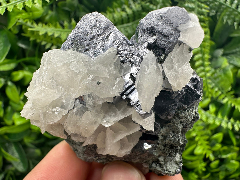 Galena on Sphalerite & Calcite: Natural Mineral Souvenir from Borieva Mine, Bulgaria
