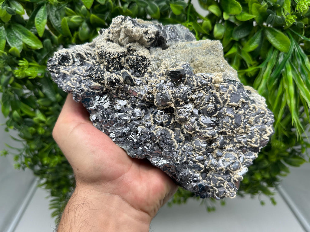 Skeletal Galena Mineral Specimen: Sphalerite, Quartz, Calcite - Krushev Dol Mine