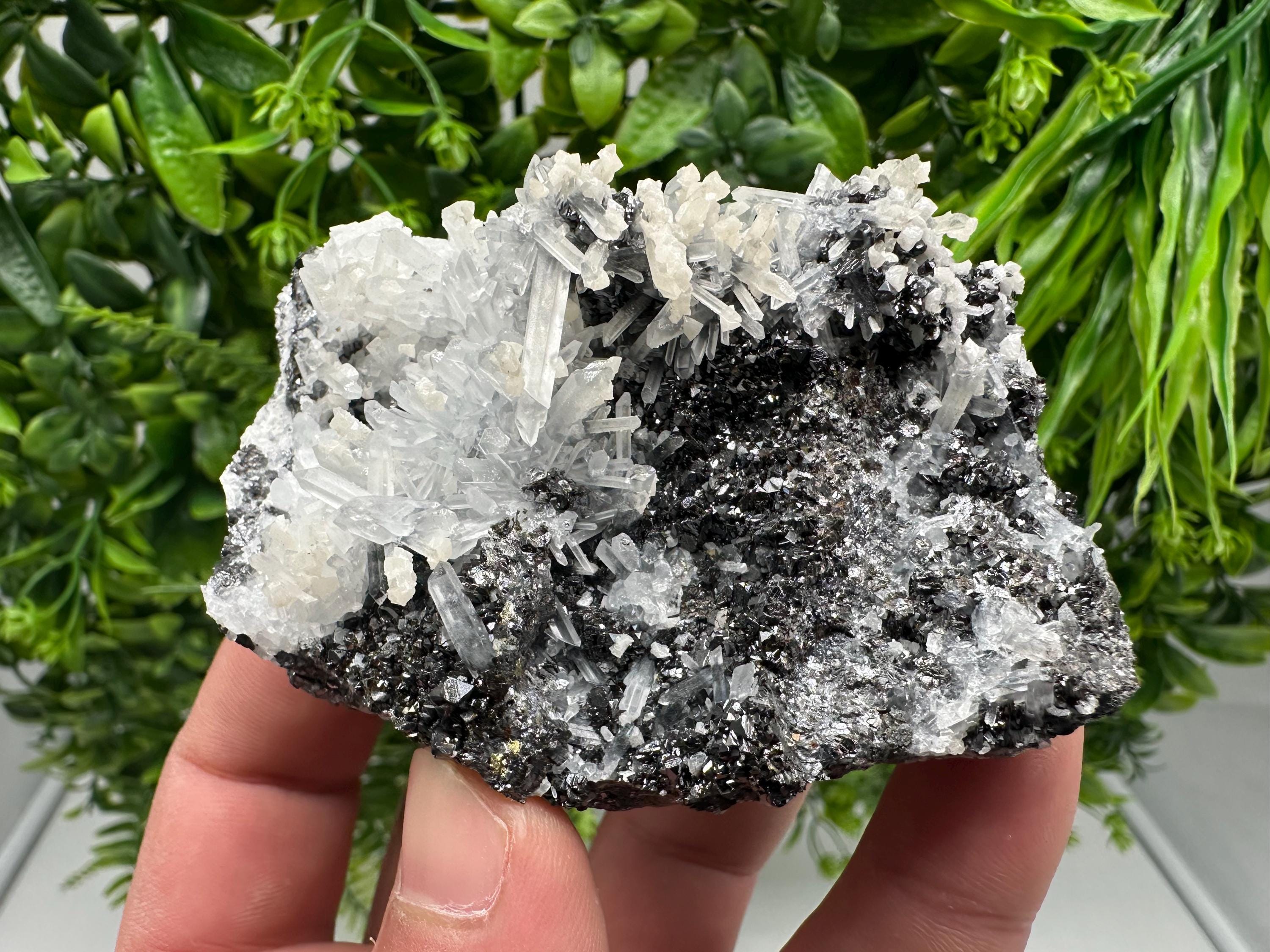 Quartz Calcite Sphalerite Mineral Specimen: Madan Bulgaria Home Decor Stone