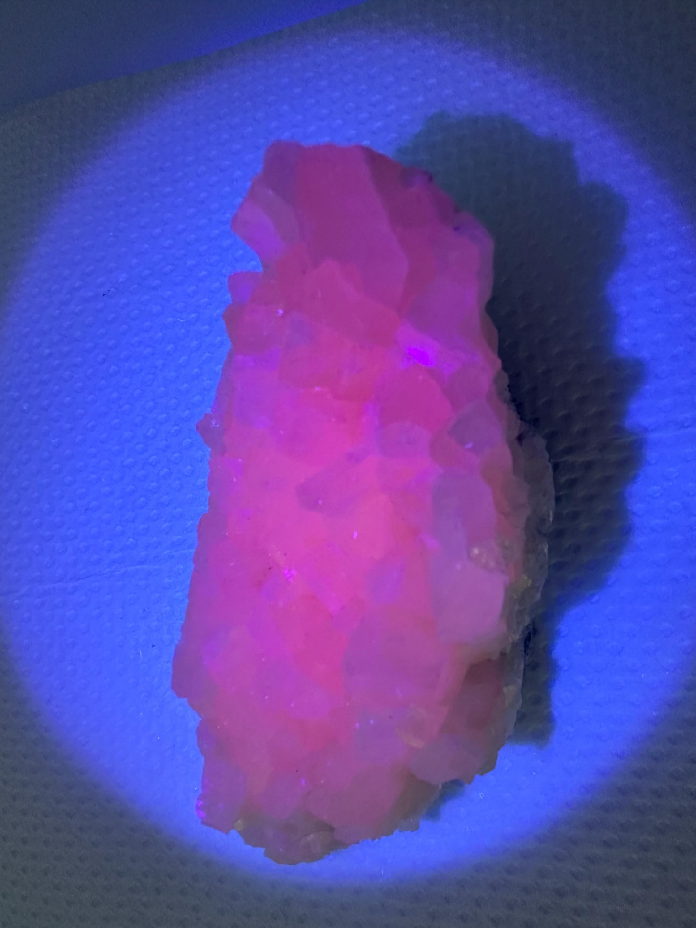 UV Reactive Mangano Calcite Crystal: Androvo Mine, Bulgaria