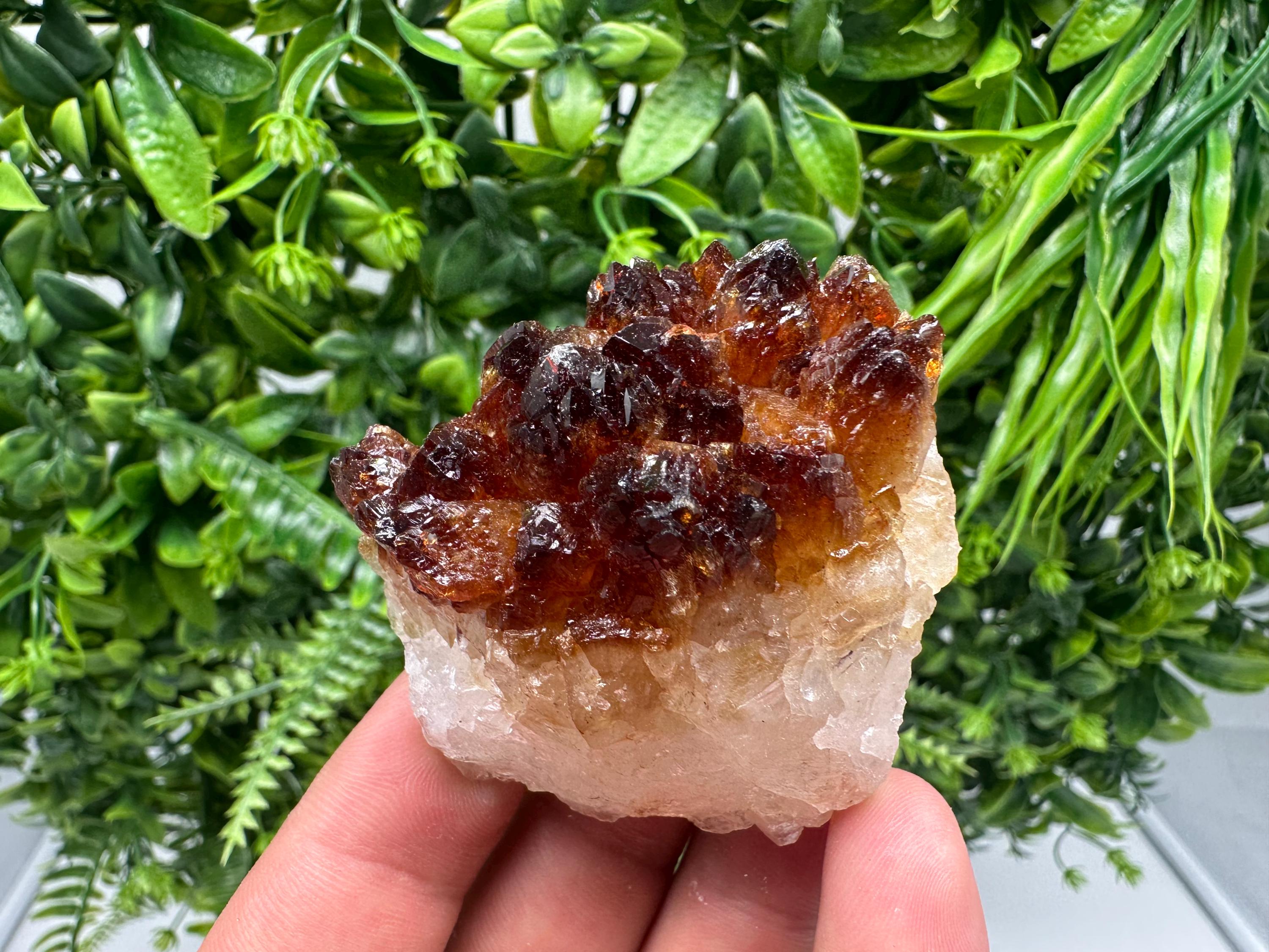 Citrine Crystal with Hematite Inclusions: Natural Mineral Cluster from Brazil