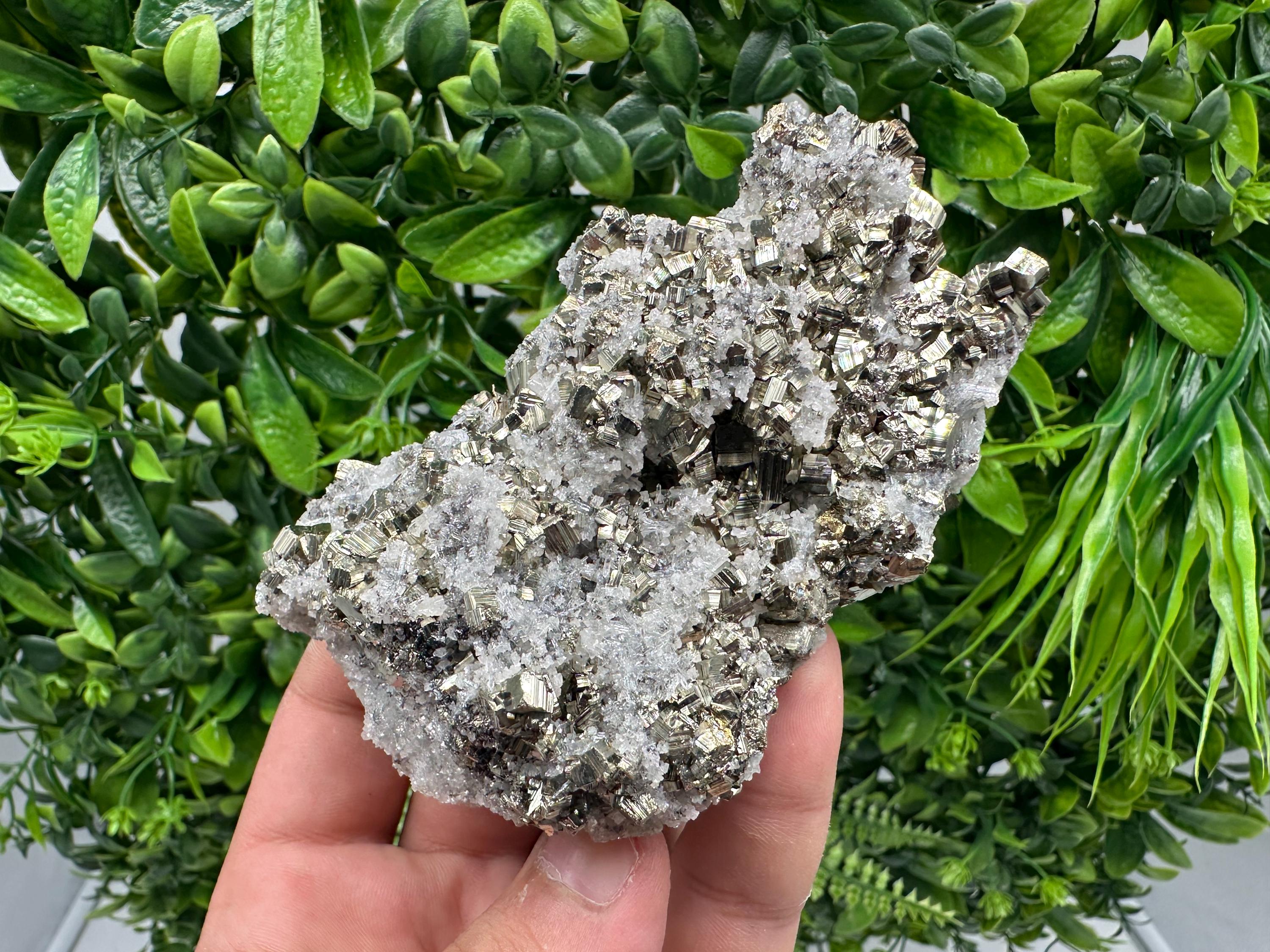 Stunning Pyrite on Quartz,Calcite from Borieva mine,Madan,Bulgaria,natural,collectible mineral specimen,home decor stone,collection crystal