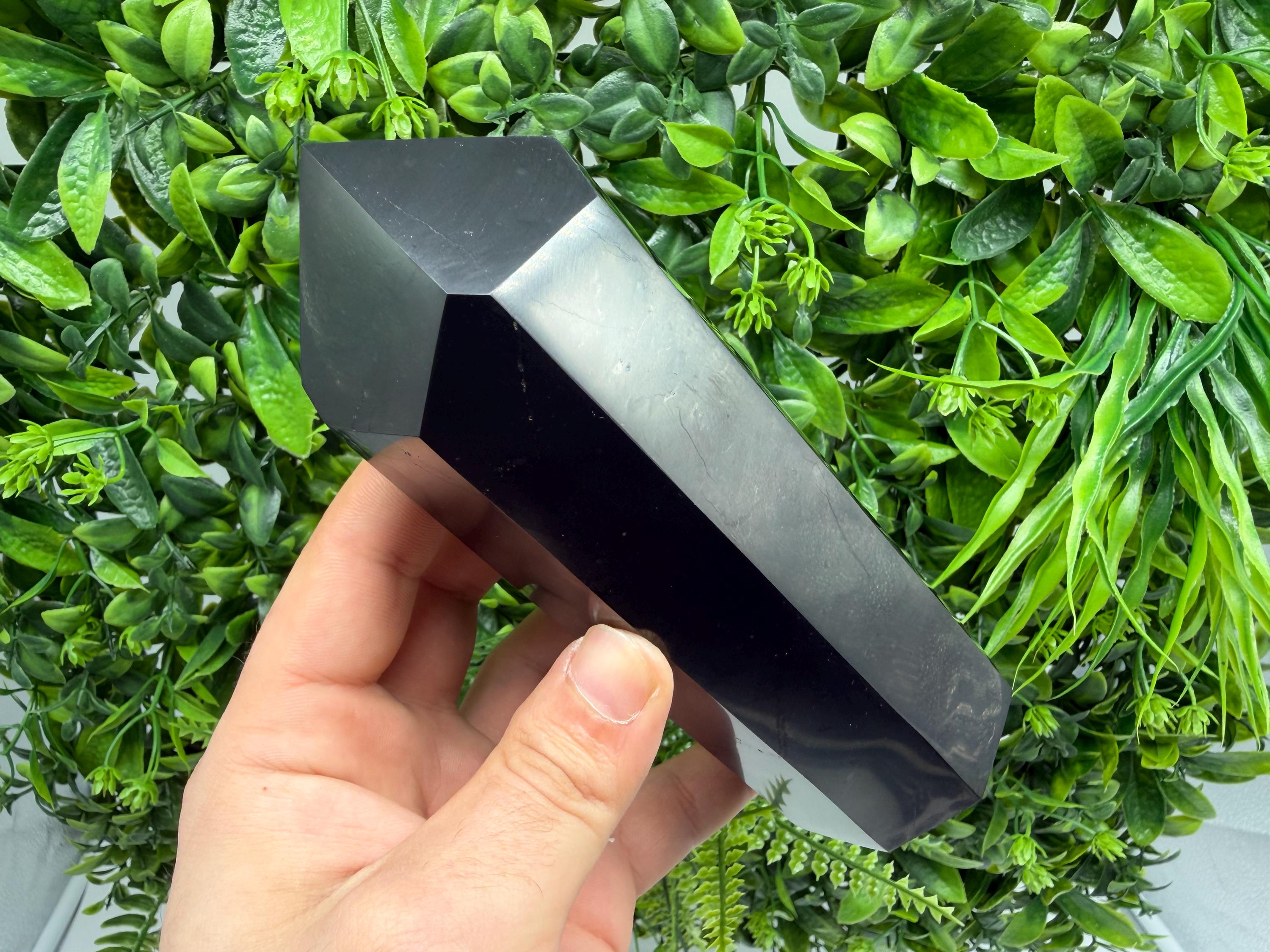 Shungite Tower,free form Shungite point EMF Neutralizer Stone, Crystal Decor, 15cm