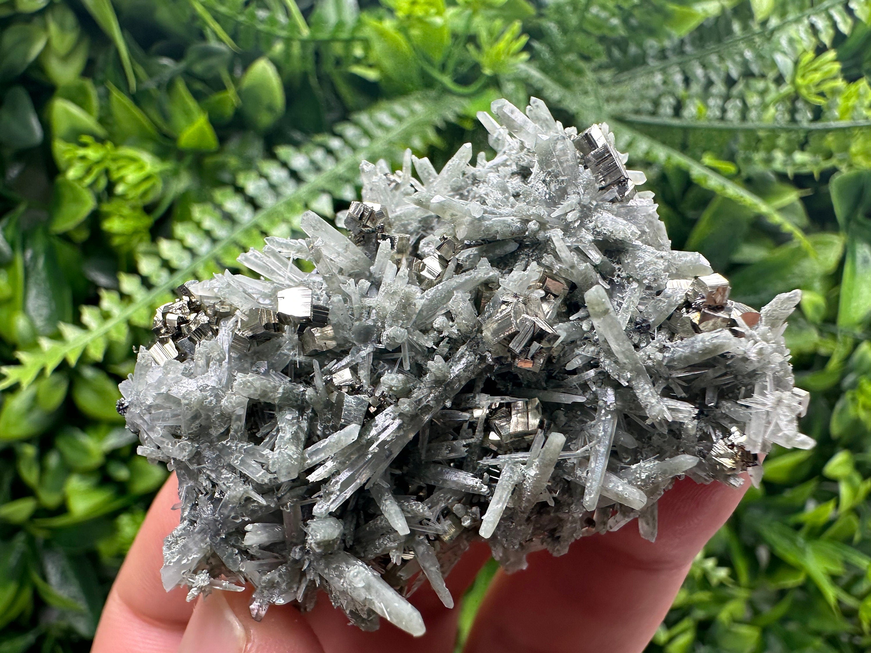 Sphalerite Pyrite on Green Quartz, Bulgaria Mineral Specimen