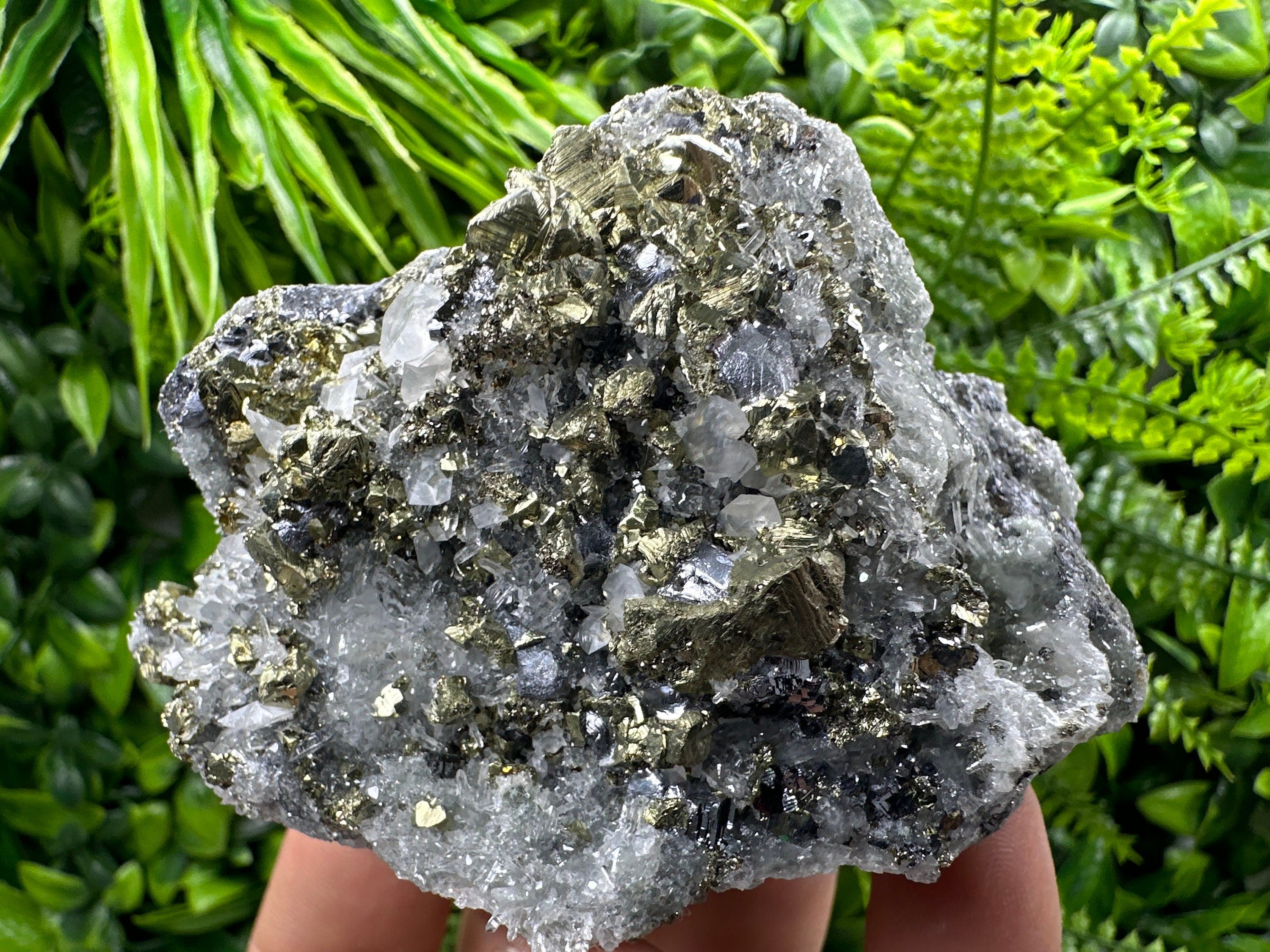 Chalcopyrite Galena on Quartz with Chlorite - Madan Bulgaria Crystal Decor
