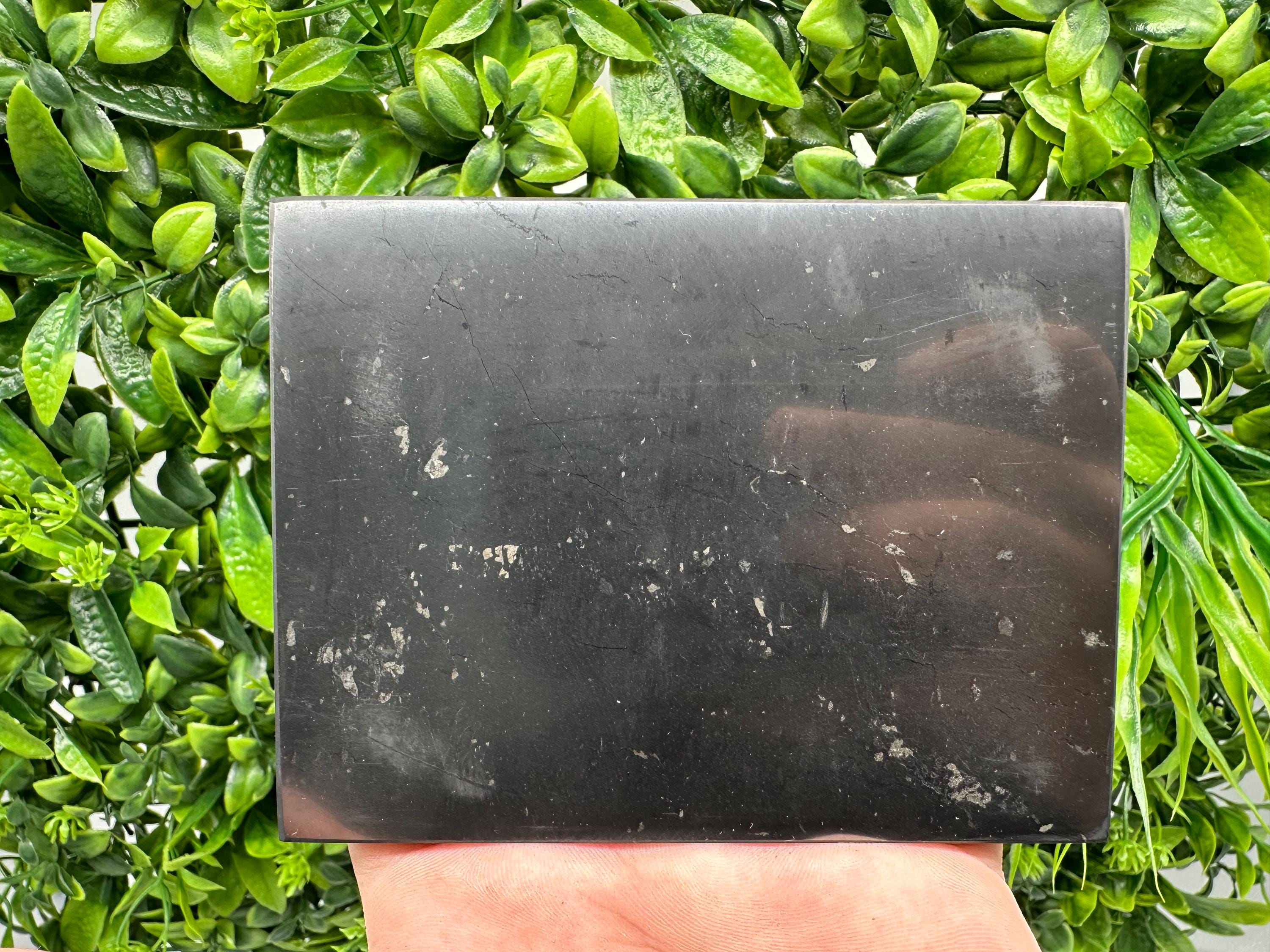 Polished Shungite Tile, Karelia Russia, Healing Stone (9/12cm)
