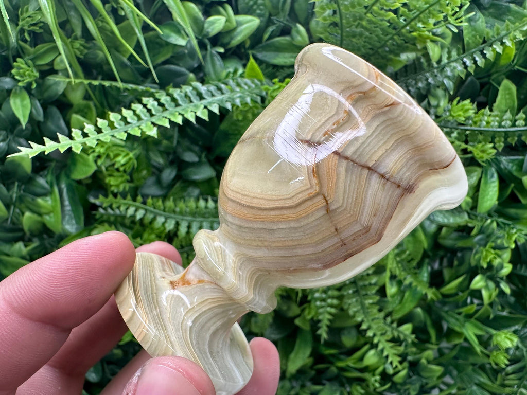 Vintage Natural Onyx Goblet: Unique Stone Cup (7cm)
