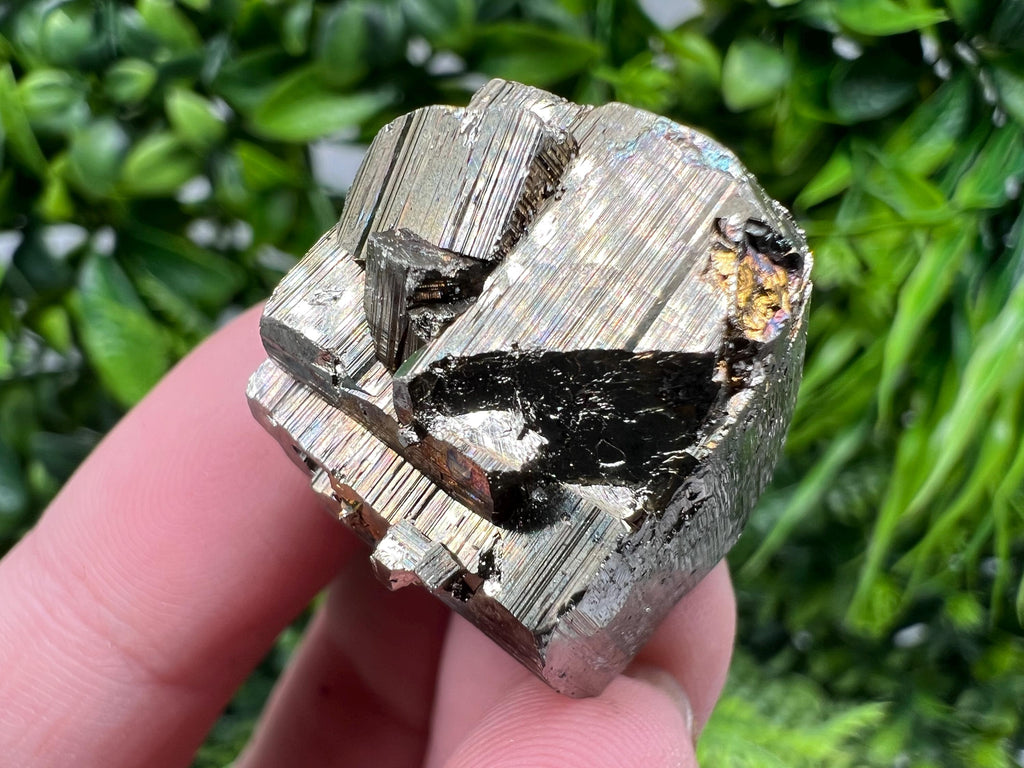 Rainbow Pyrite with Calcite, Natural Minerals from Borieva Bulgaria