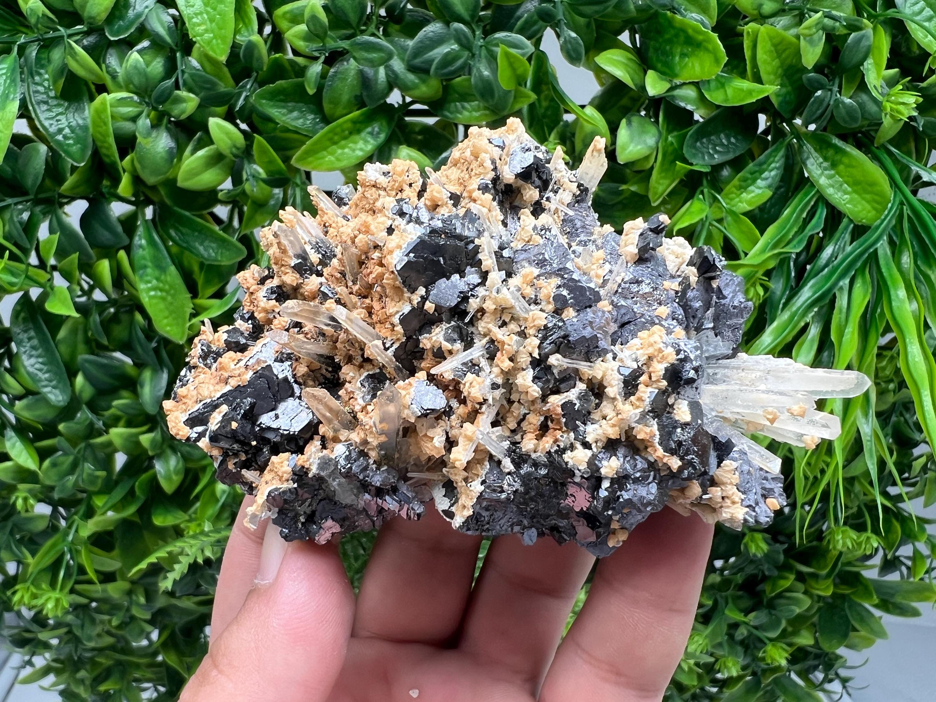 Galena Spinel Law on Quartz with Siderite, Krushev Dol Mine, Bulgaria
