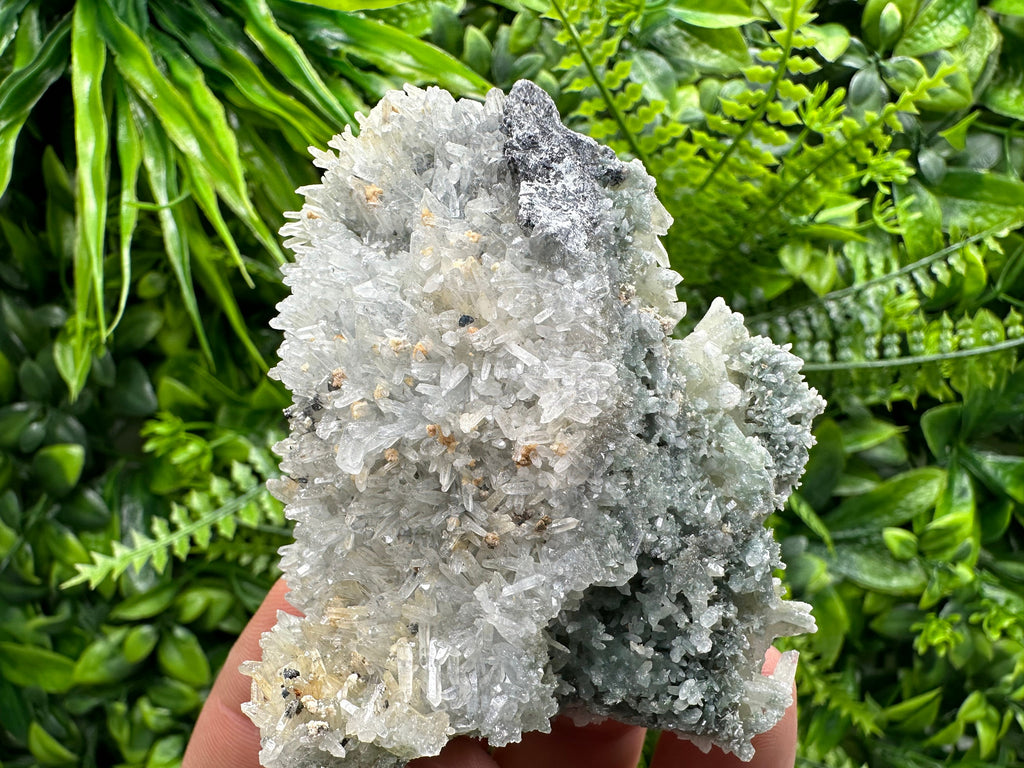 Chlorite Quartz Cluster: Bulgarian Mineral Specimen, Home Decor Stone