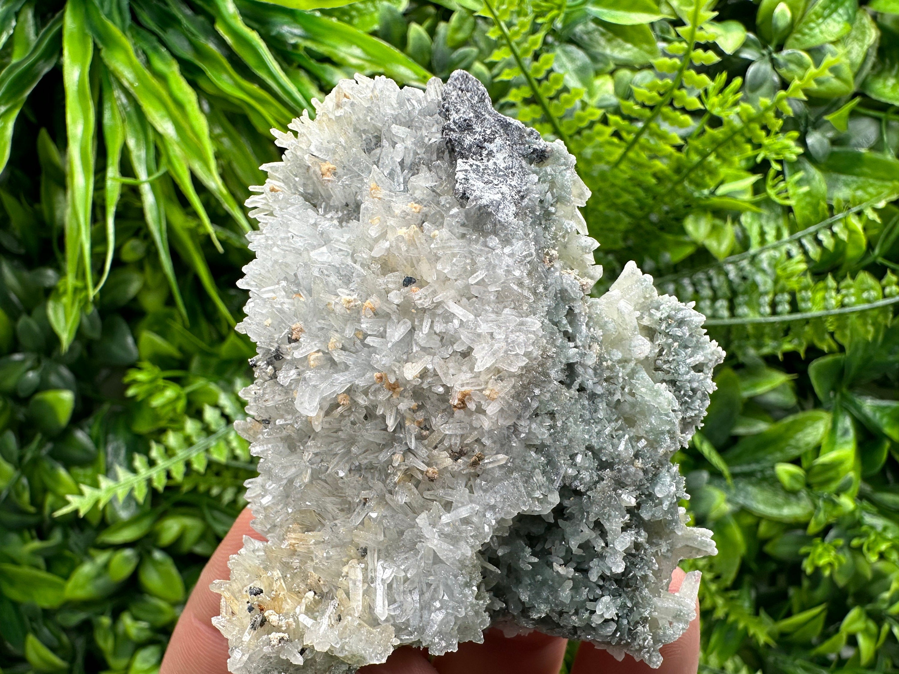 Chlorite Quartz Cluster: Bulgarian Mineral Specimen, Home Decor Stone