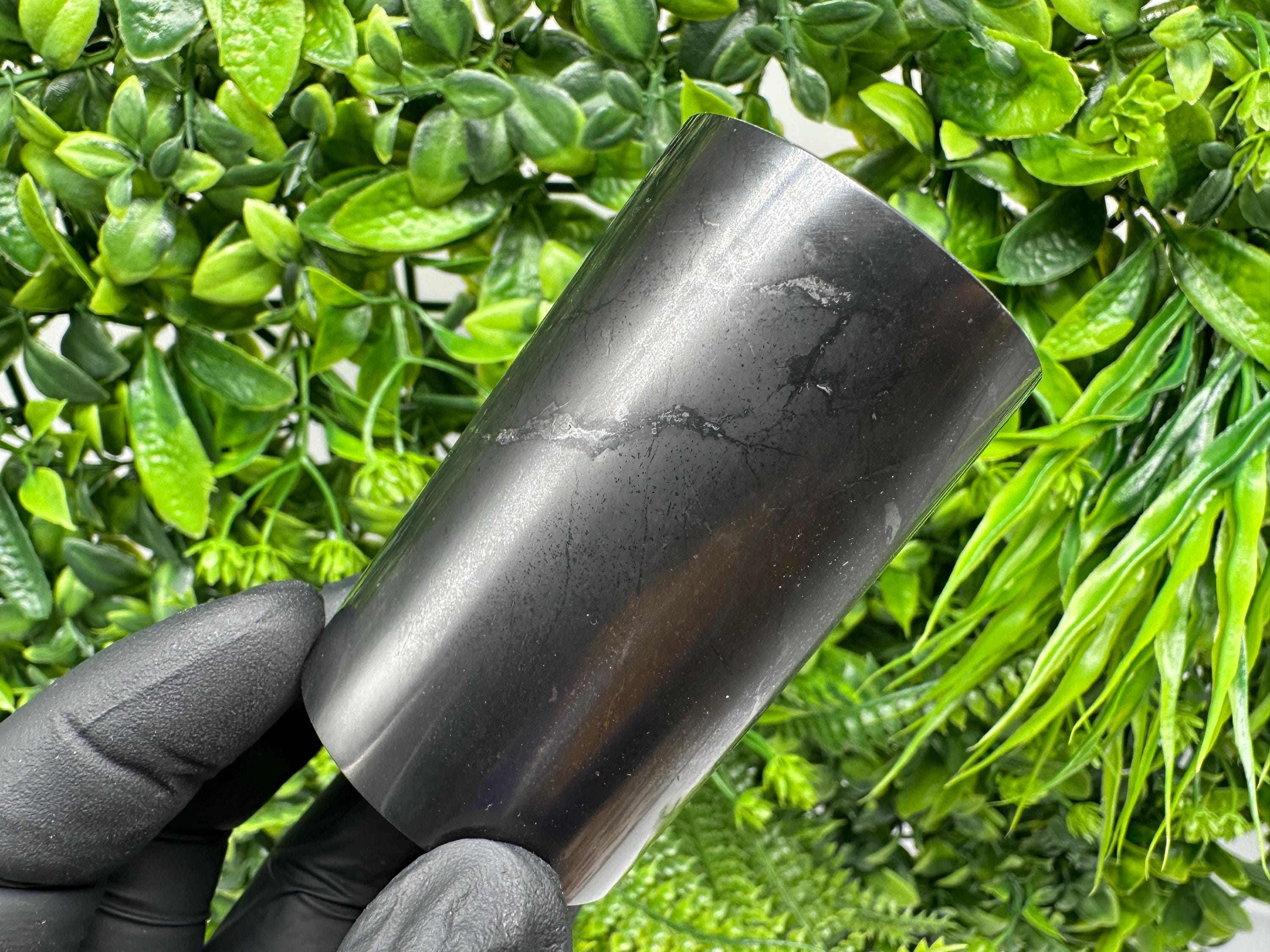 Polished Shungite Cup (60mm): Natural Karelia Stone