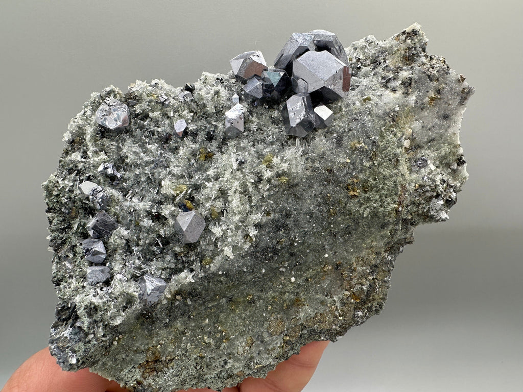 Galena Chalcopyrite on Quartz with Chlorite Matrix: Borieva Mine Mineral Decor