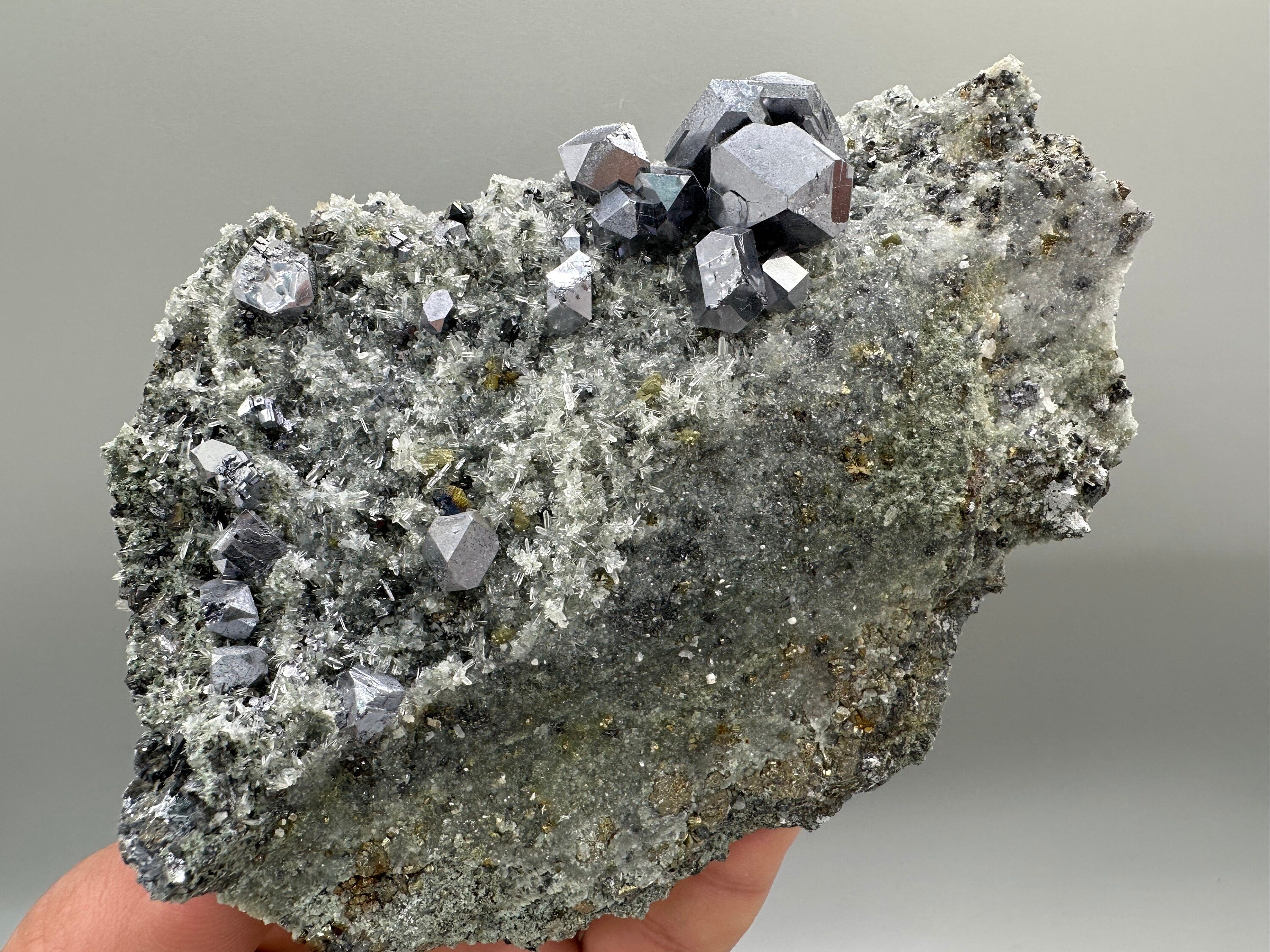 Galena Chalcopyrite on Quartz with Chlorite Matrix: Borieva Mine Mineral Decor