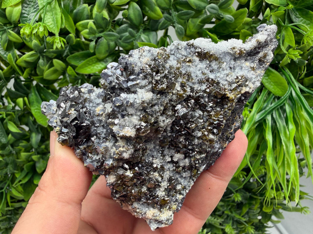 Sphalerite Cleiopfane on Quartz Mineral Specimen, Krushev Dol Mine, Bulgaria Home Decor Stone