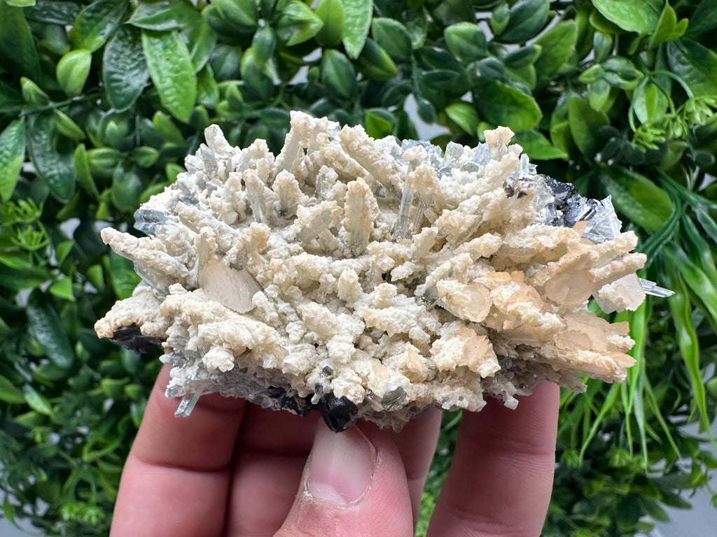 Quartz with Calcite Cluster: Krushev Dol Mine, Bulgaria