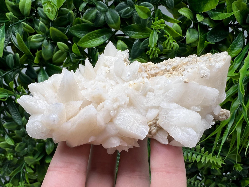 Calcite on Green Quartz: Djurcovo Mine, Bulgaria Healing Crystal