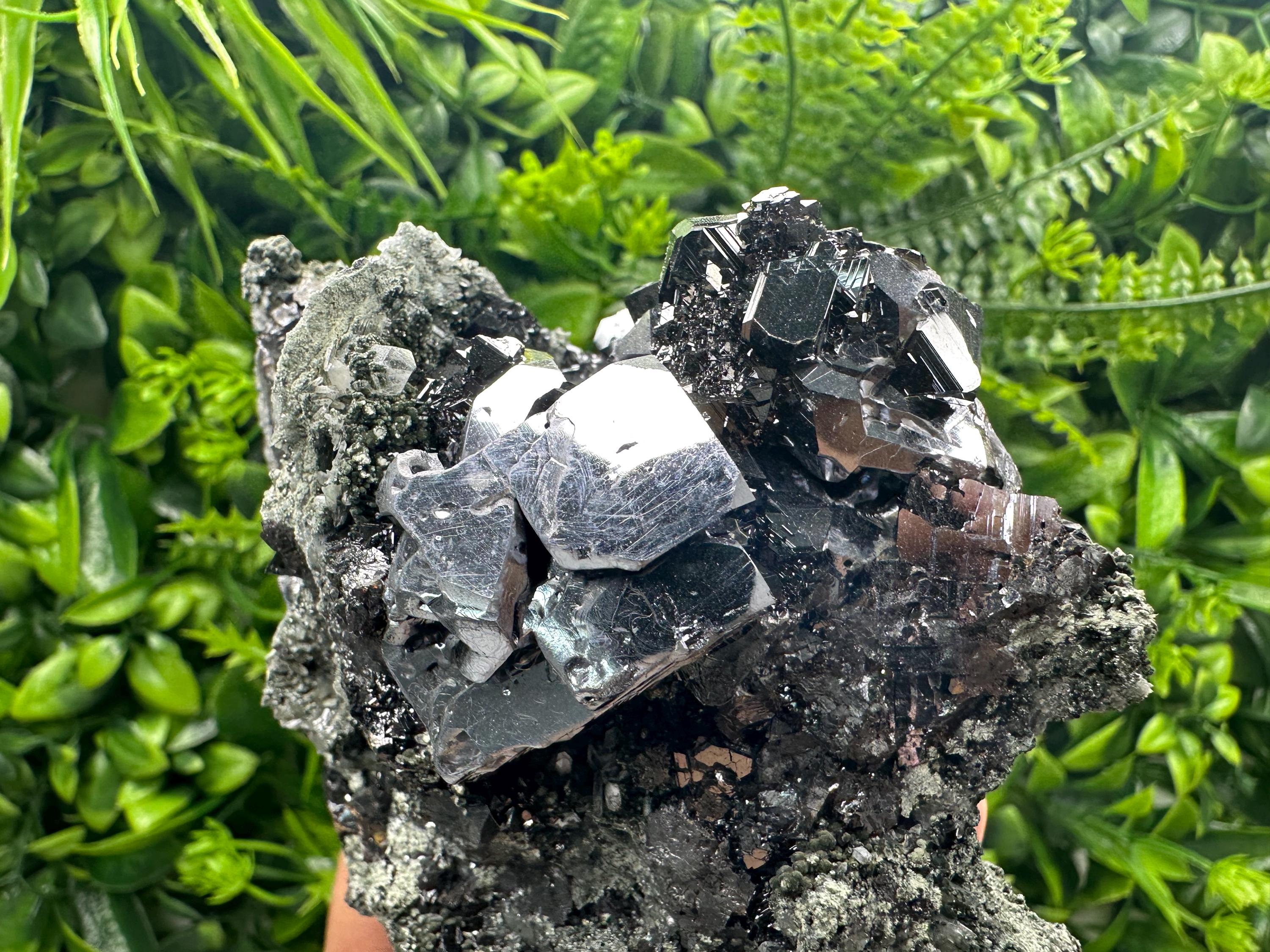 Shiny Galena Sphalerite on Quartz: Natural Mineral Souvenir
