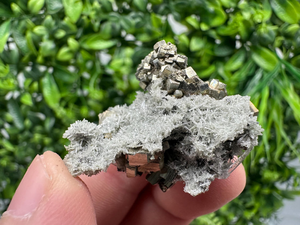 Pyrite on Green Quartz, Borieva Mine Mineral Specimen, Home Decor Stone