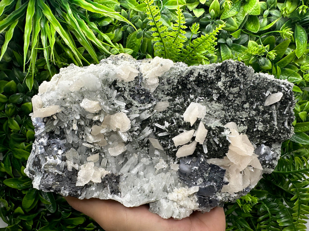Galena Sphalerite Calcite on Quartz, Bulgaria Mineral Specimen