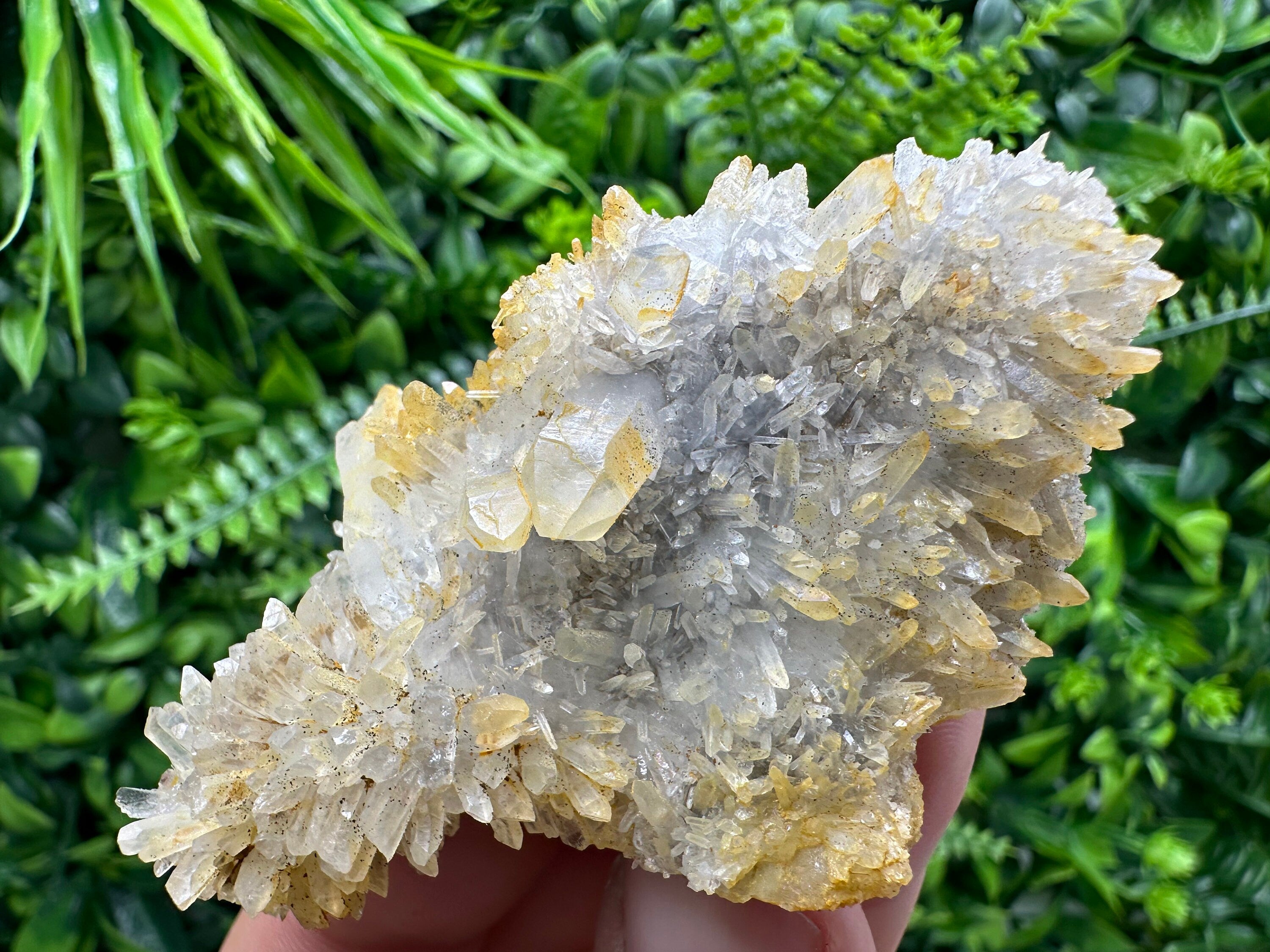Transparent Quartz Cluster with Mineral Inclusions, Bulgaria
